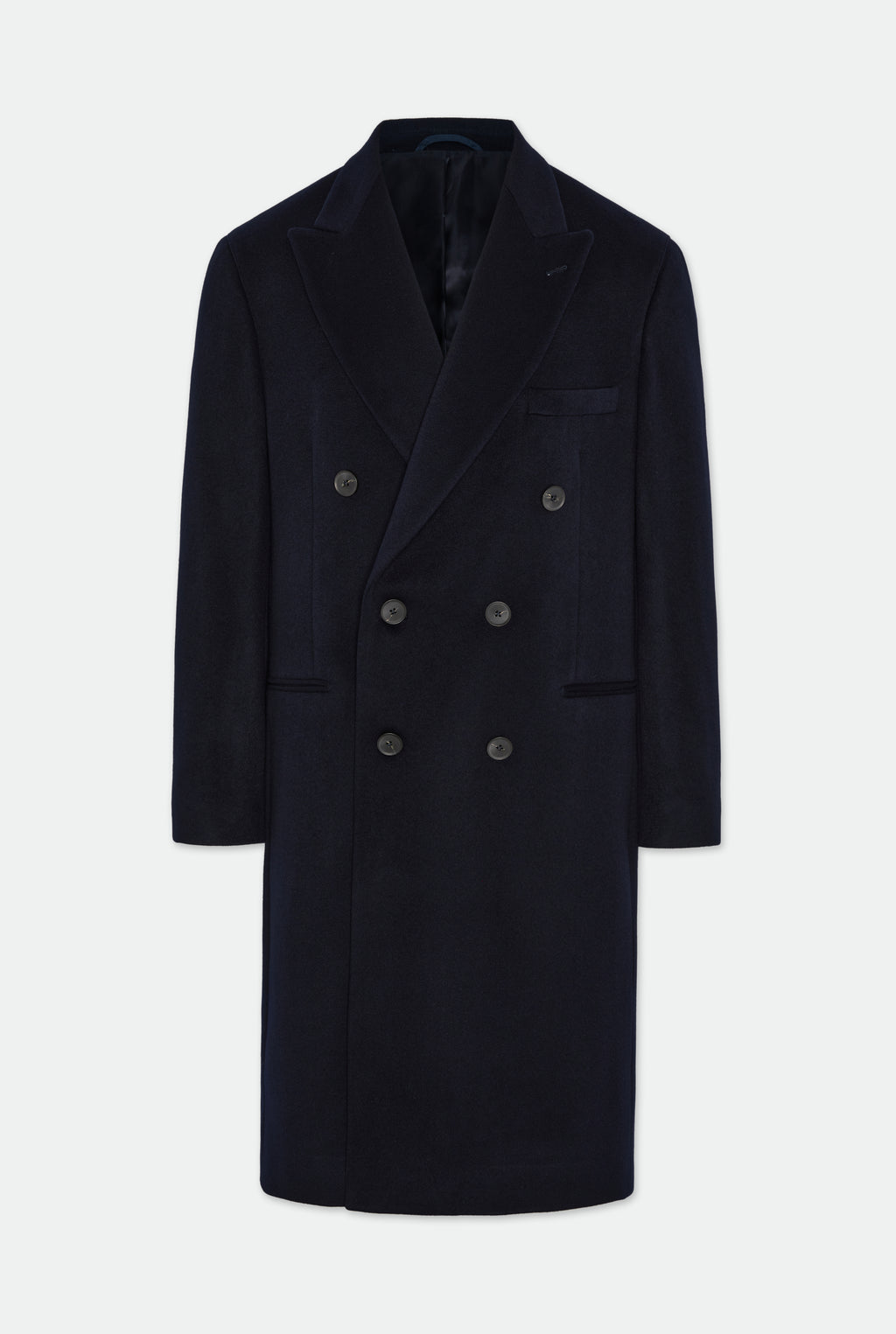 Darius Navy Loro Piana Peak Lapel Coat