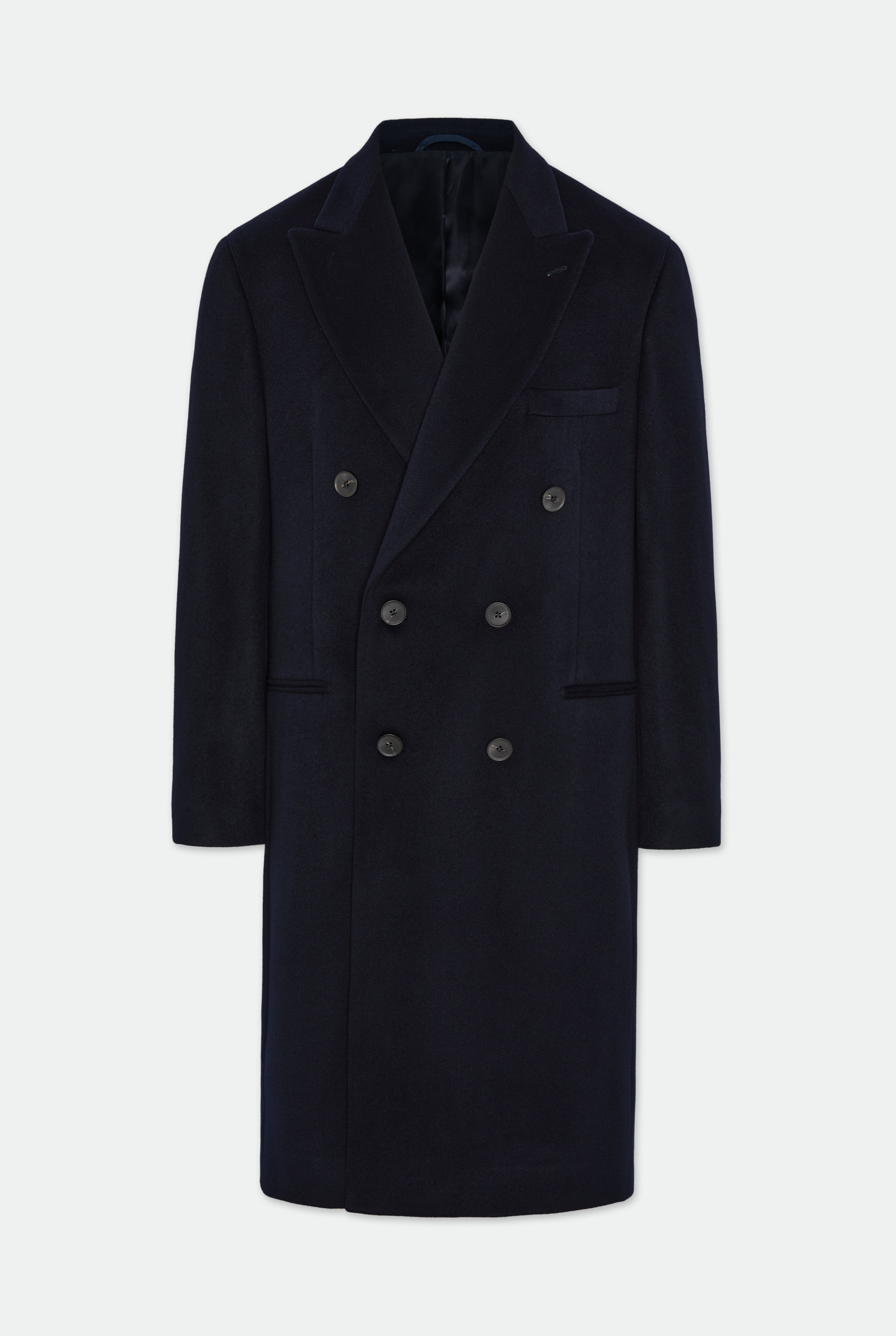 Darius Navy Loro Piana Peak Lapel Coat