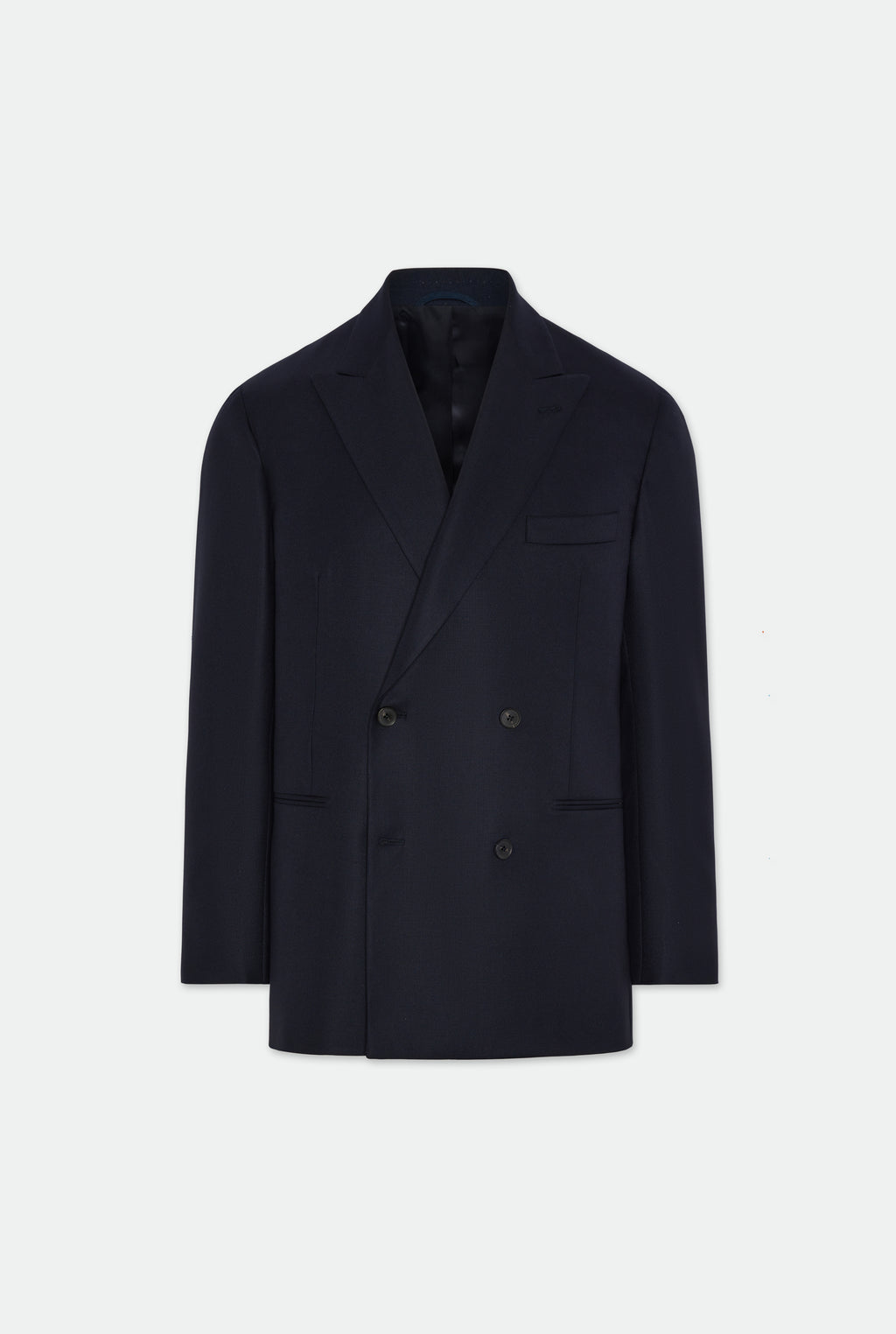 Isaac Navy Hopsack Double Breasted Peak Lapel Suit