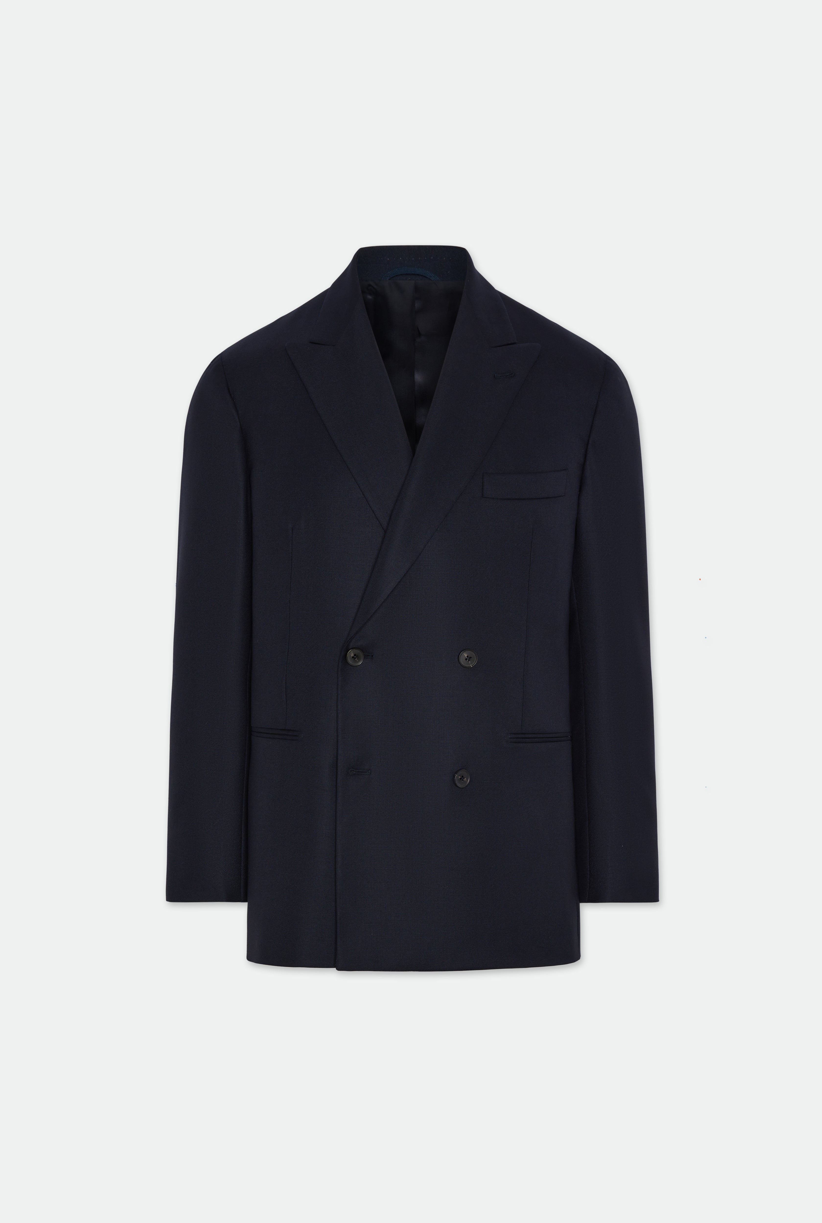 Isaac Navy Hopsack Double Breasted Peak Lapel Suit