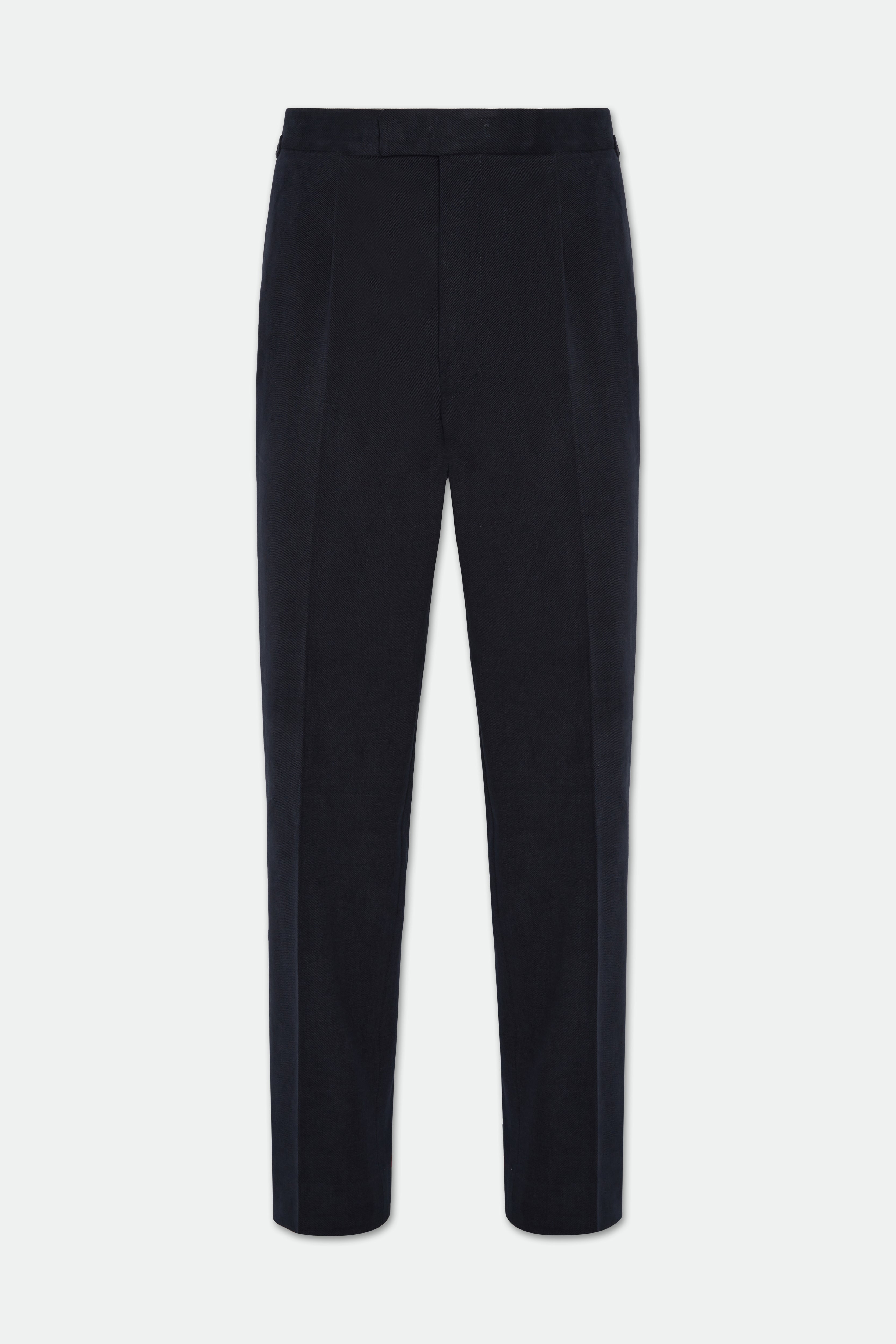 Sola Dark Navy Classic Pleated Flat Front Trousers