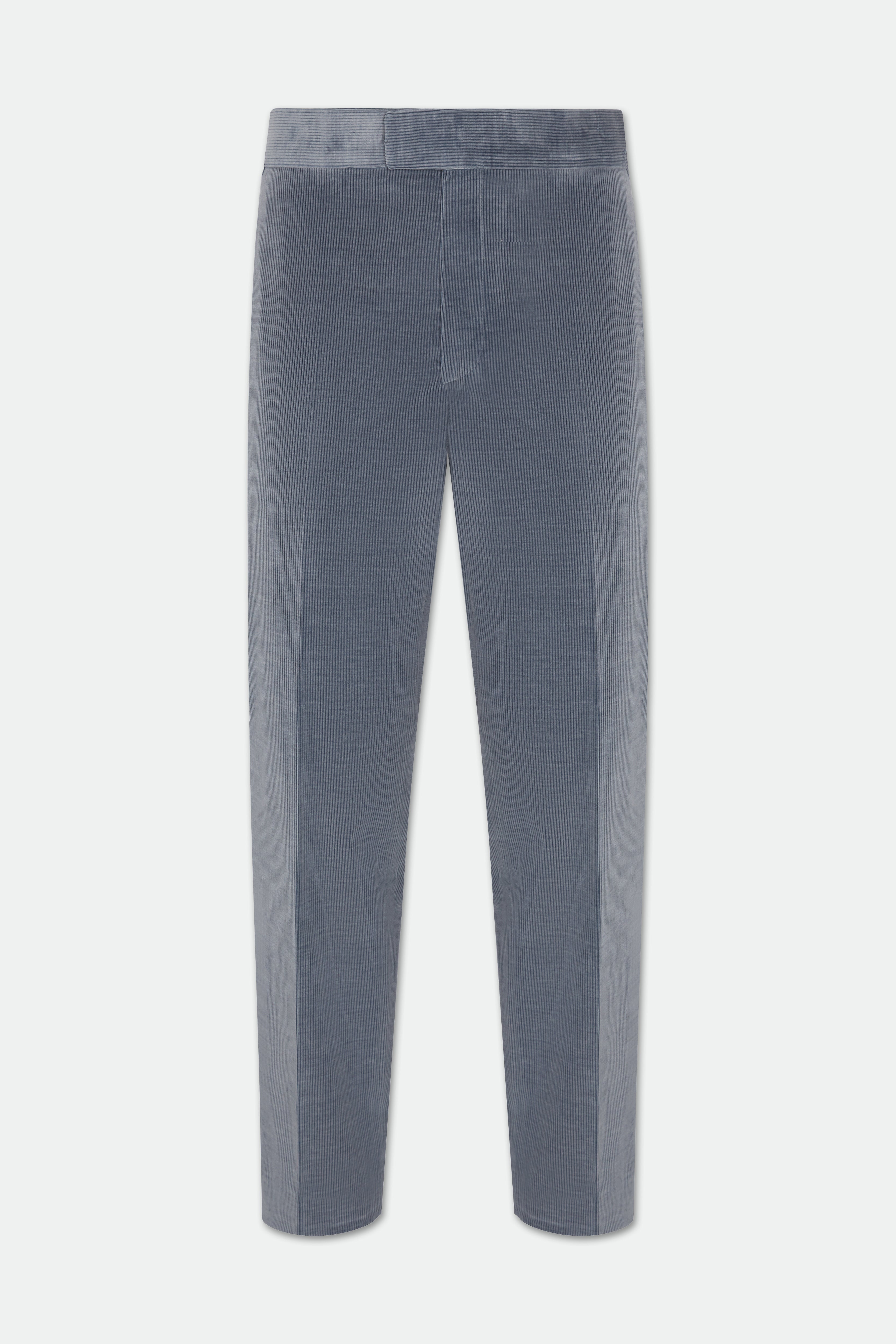 Ned Ice Blue Cord Flat Front Straight Leg Trousers