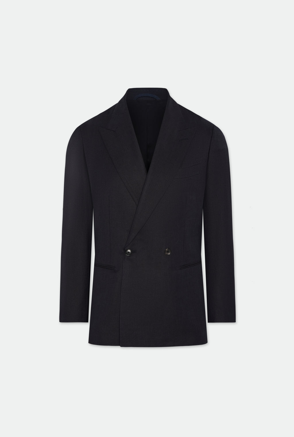 Lakin Navy Wool Silk Linen Two Piece Wide Leg Suit