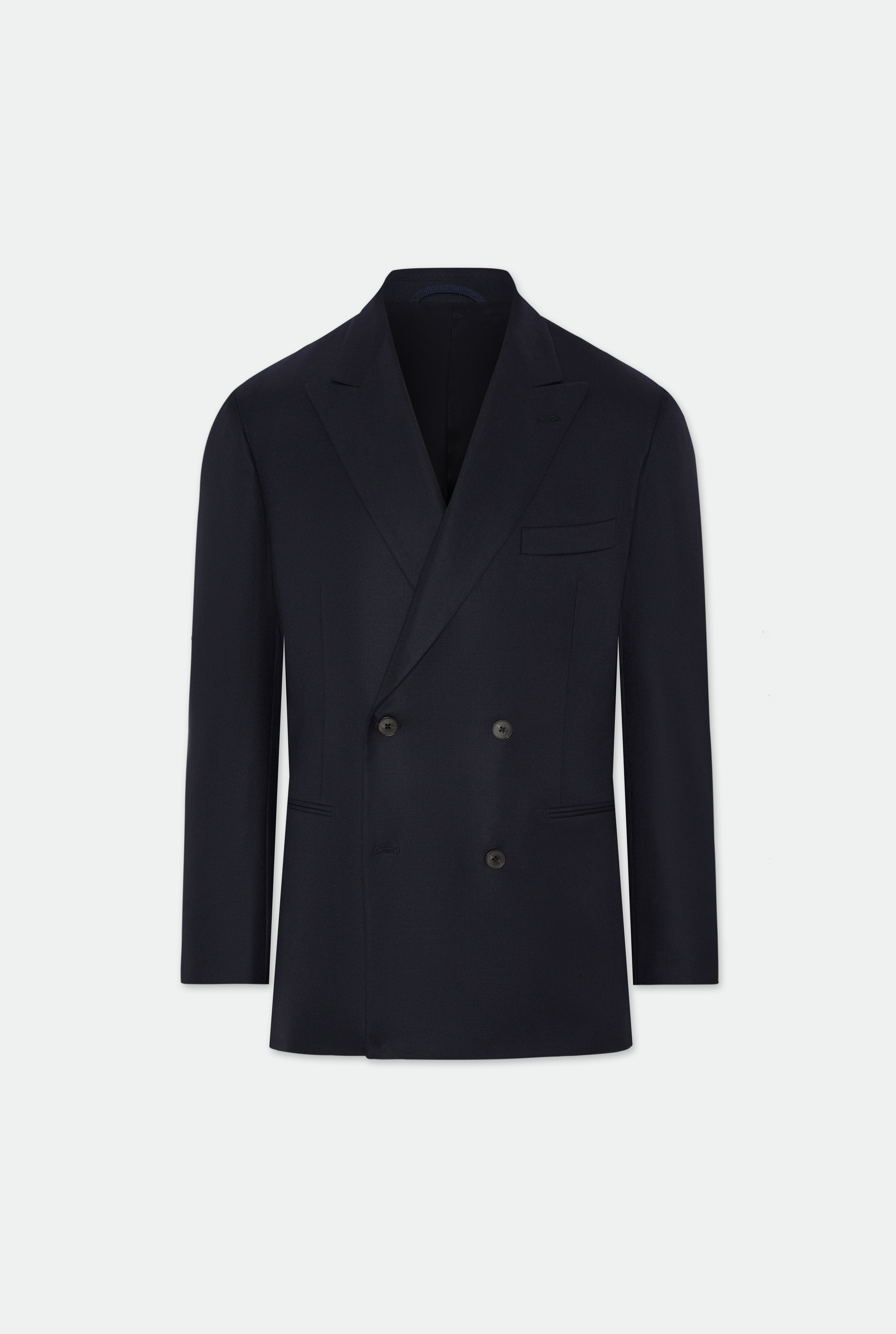 Isaac Navy Hopsack Double Breasted Peak Lapel Suit