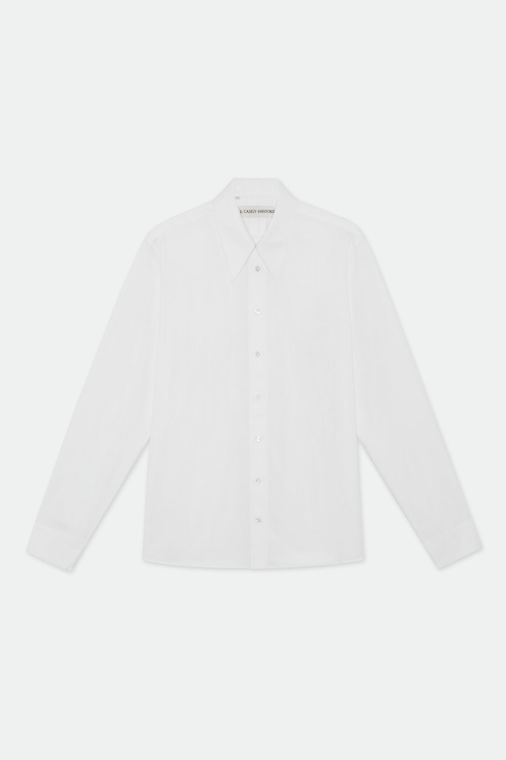 Gordeno White Twill Extended Point Collar Shirt
