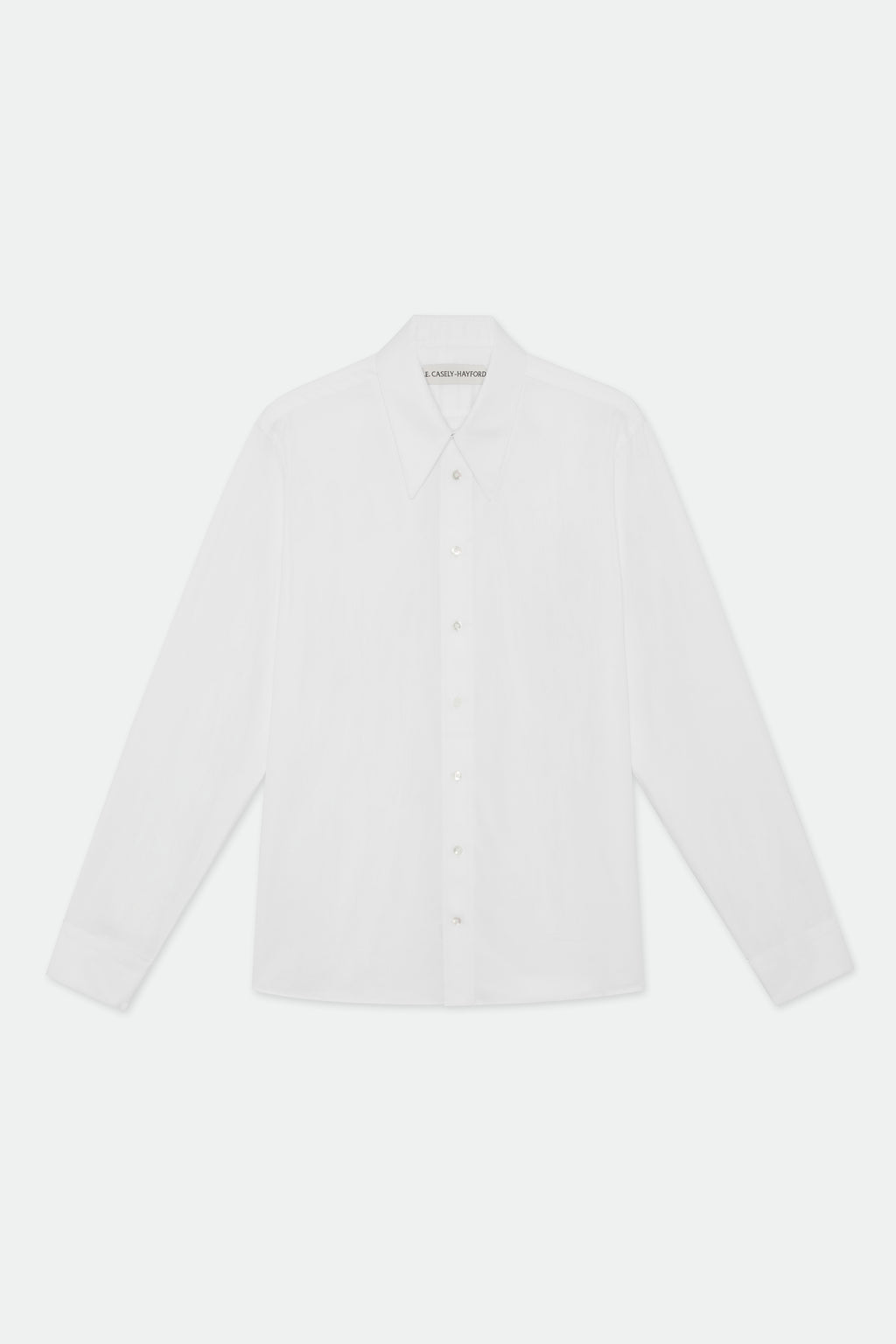 Gordeno White Twill Extended Point Collar Shirt