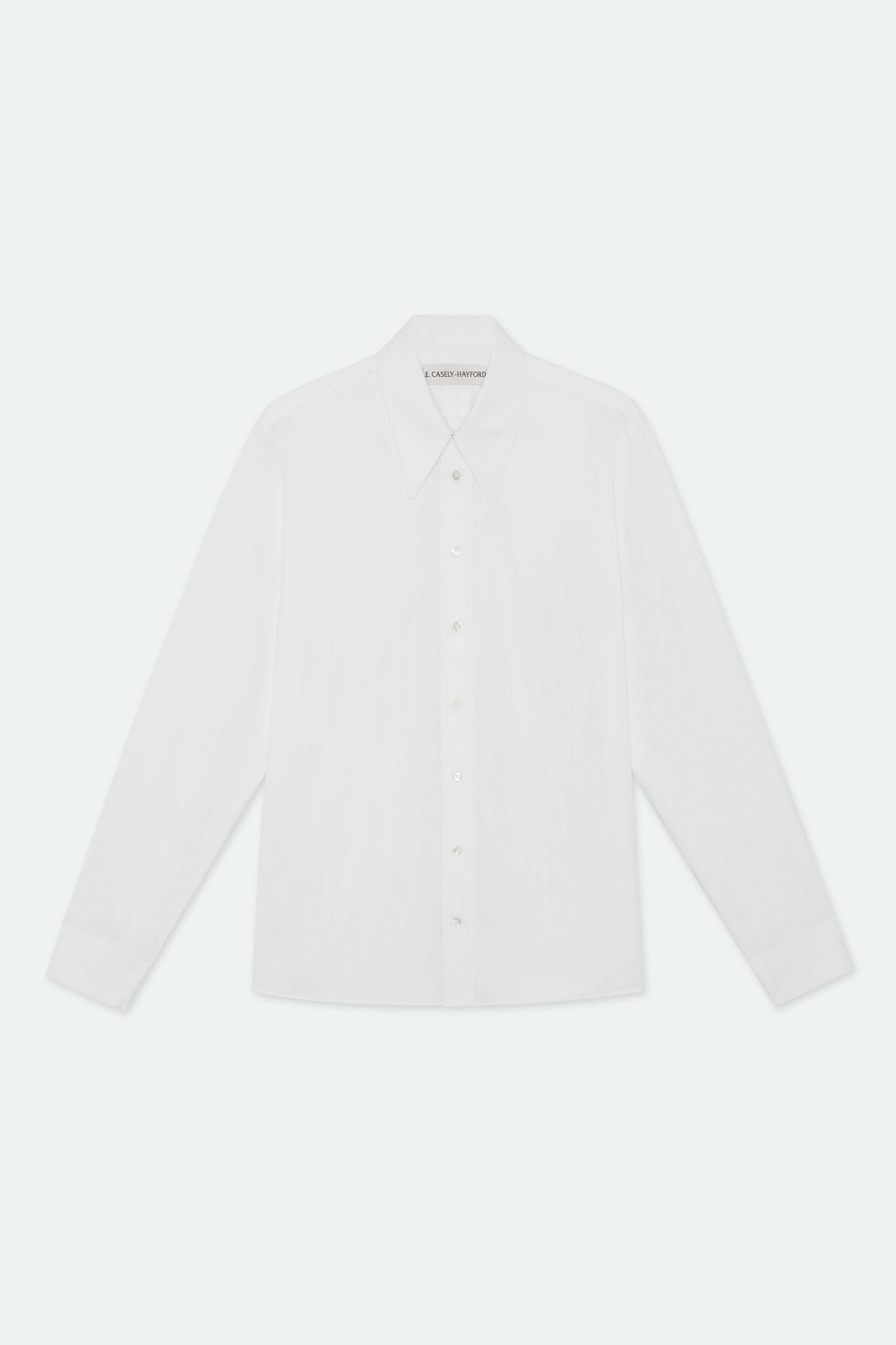 Gordeno White Twill Extended Point Collar Shirt