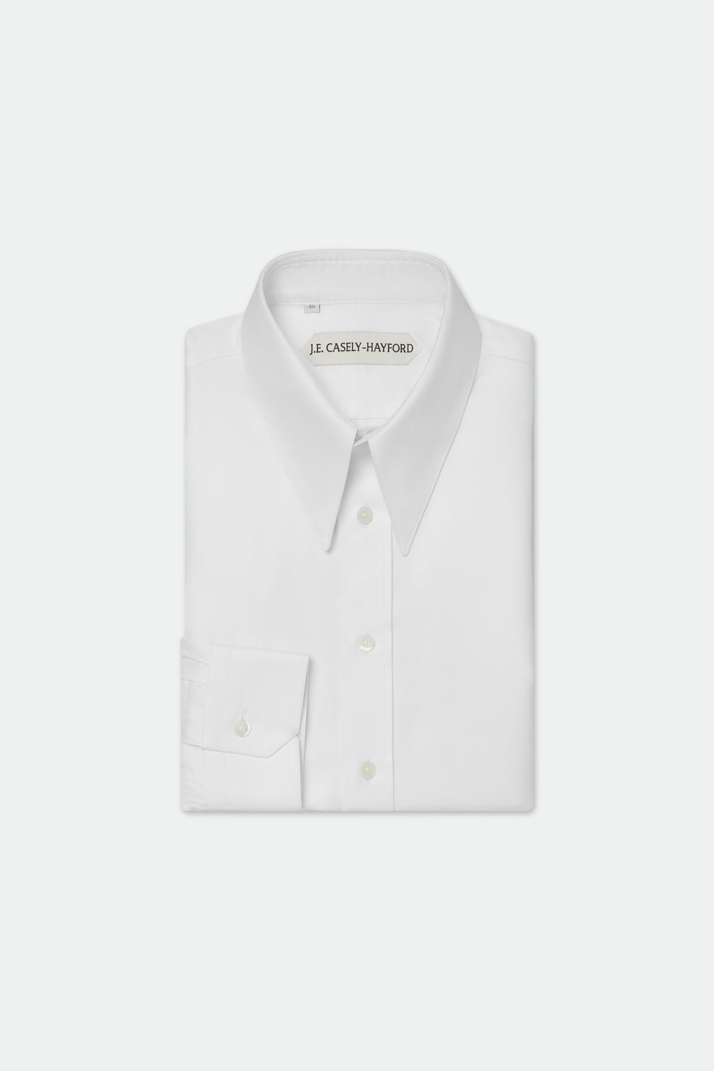 Gordeno White Twill Extended Point Collar Shirt