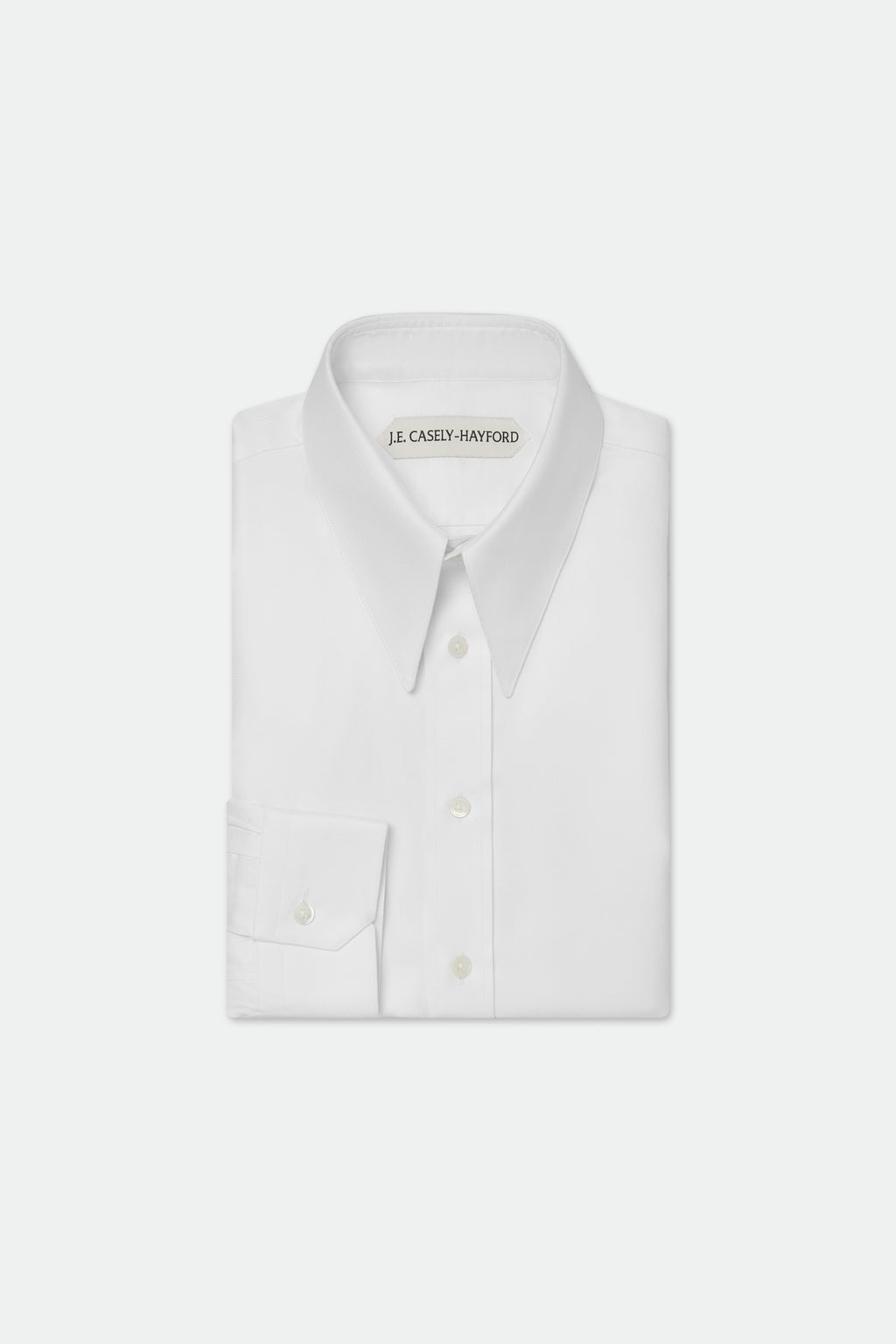 Gordeno White Twill Extended Point Collar Shirt
