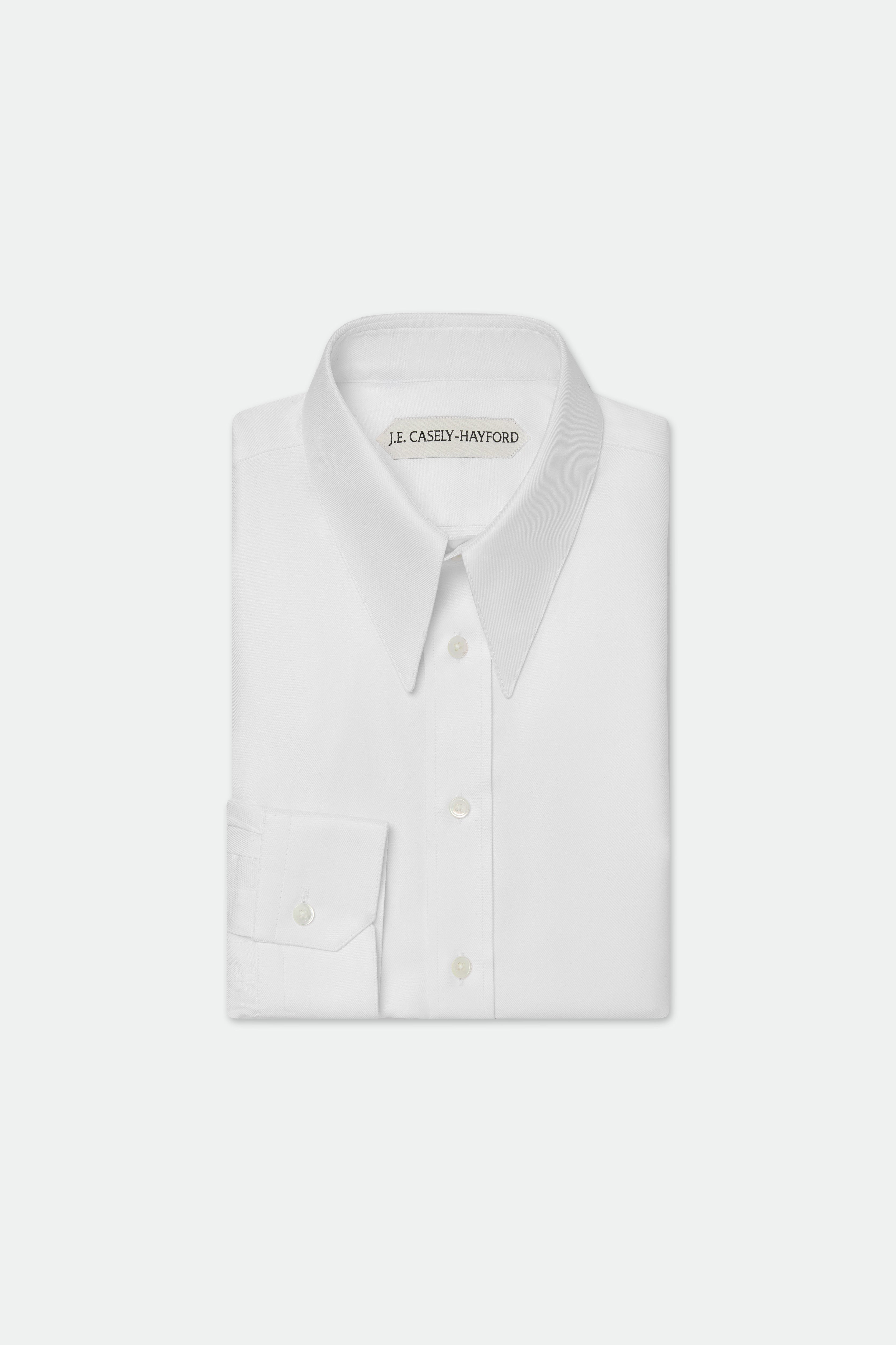 Gordeno White Twill Extended Point Collar Shirt