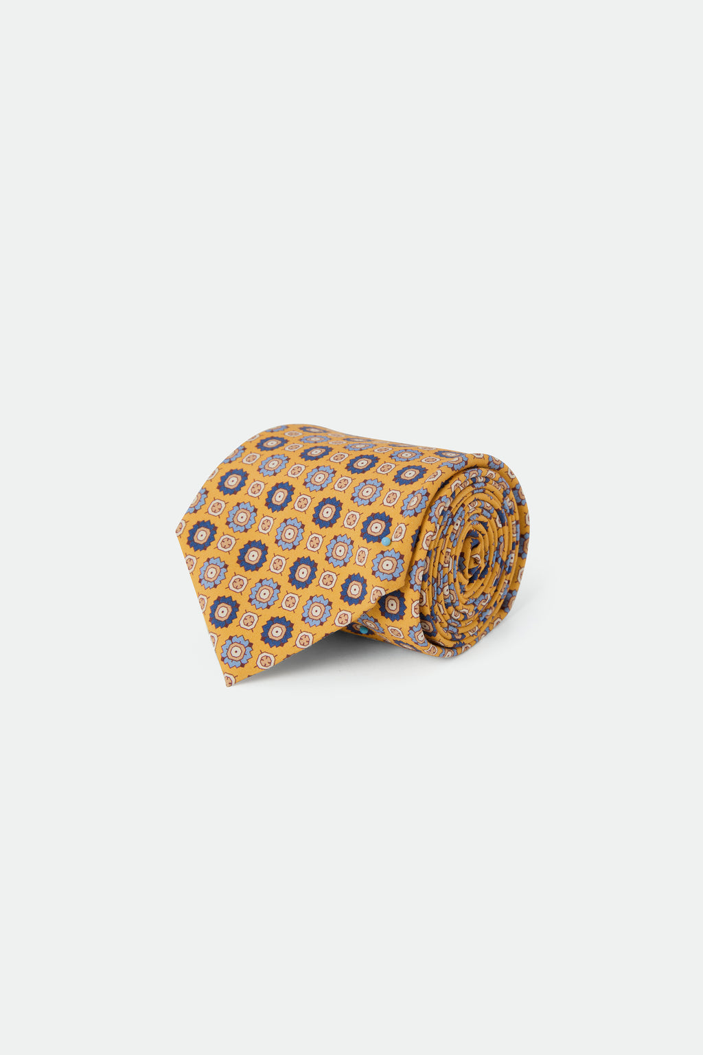 Italian Yellow Geometric Silk Tie