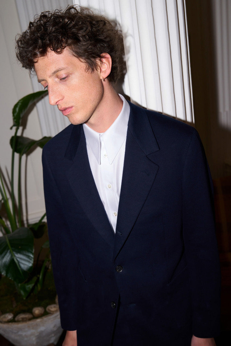 Gordeno White Twill Extended Point Collar Shirt