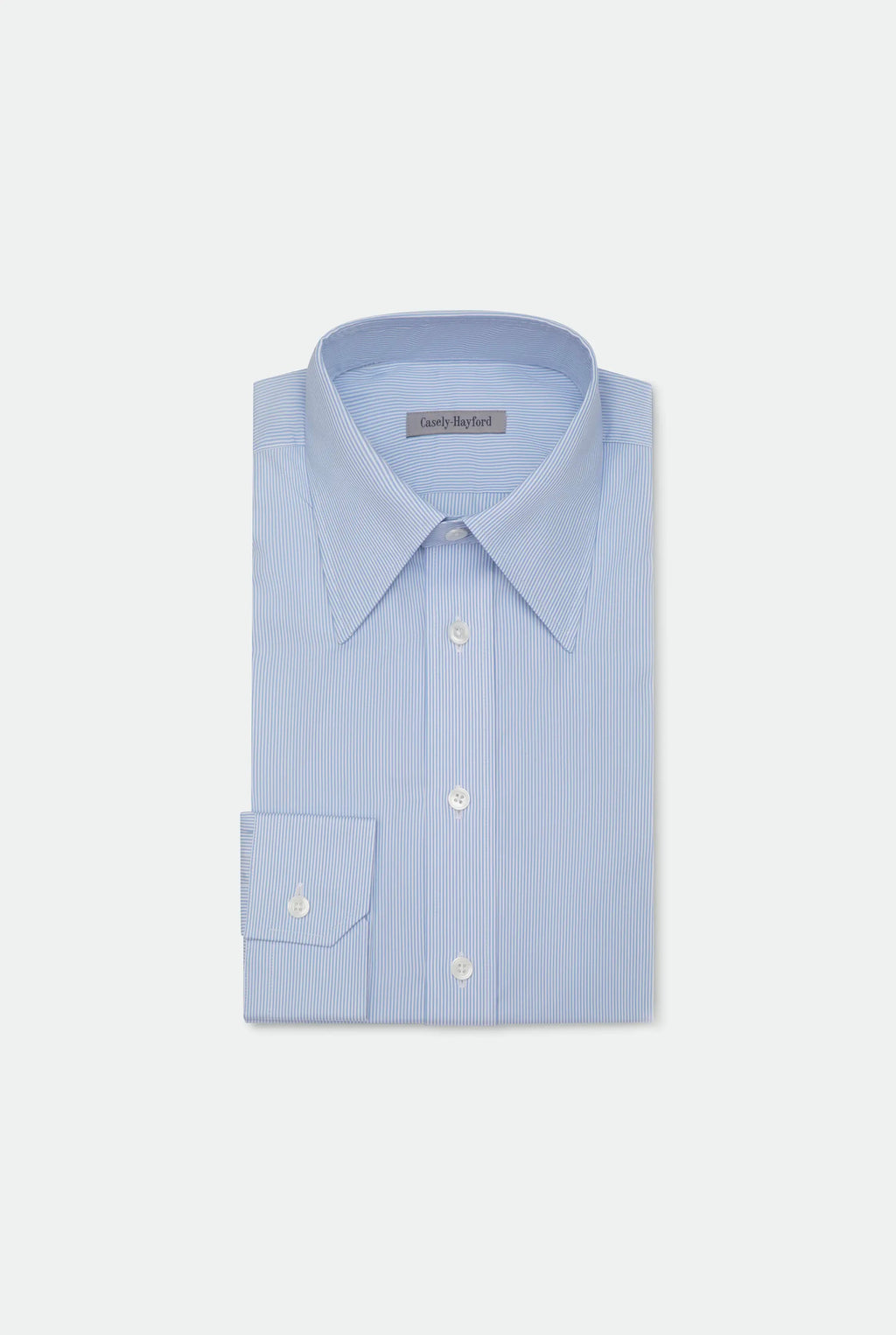 Duval Blue Stripe Long Point Collar Cotton Shirt