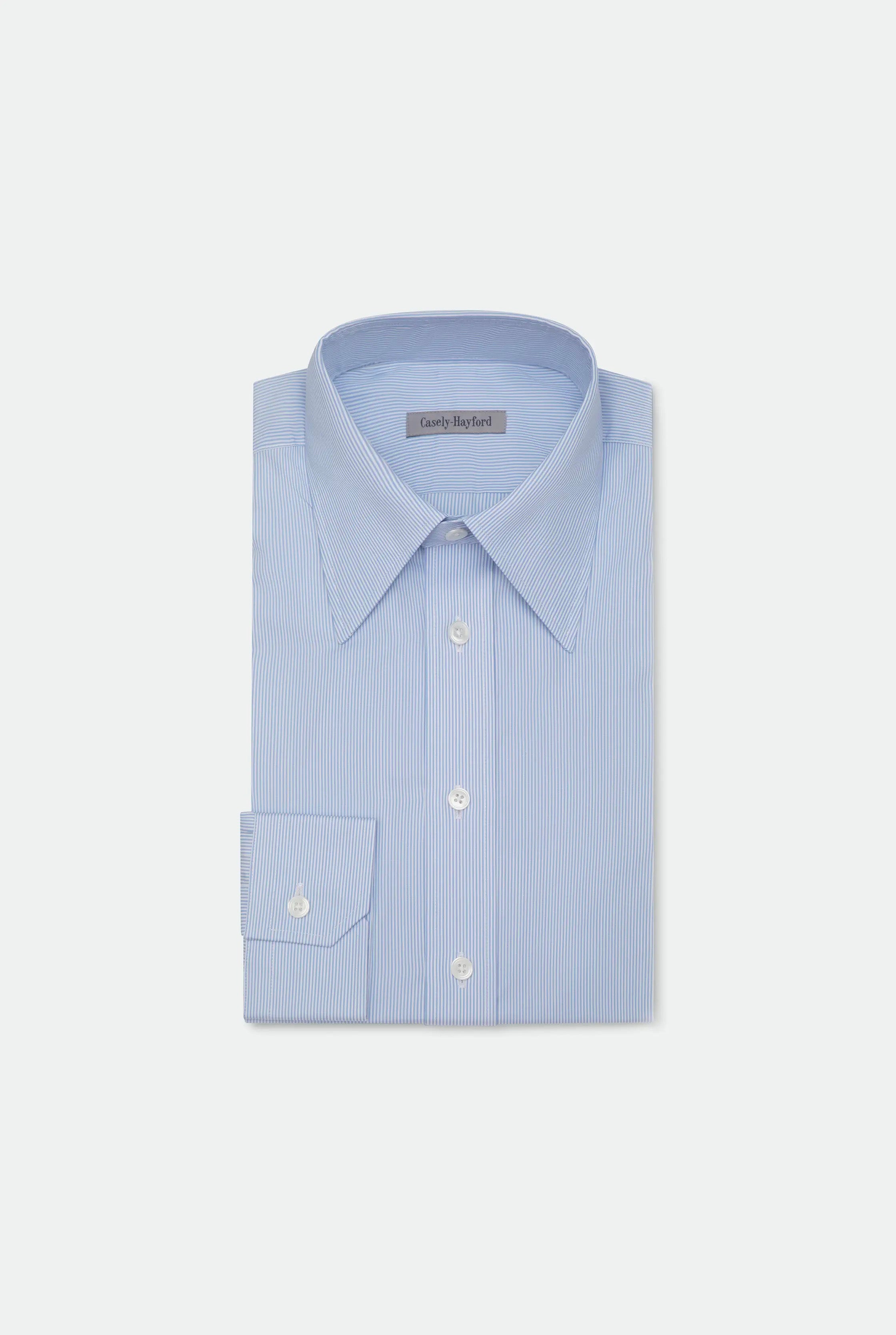Duval Blue Stripe Long Point Collar Cotton Shirt