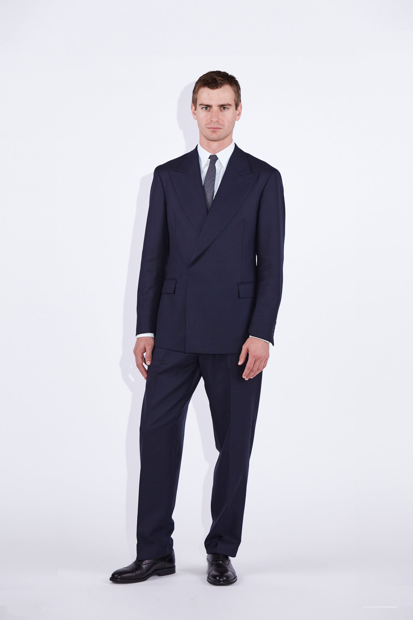 Apollo Navy Concealed Button Wool Blazer