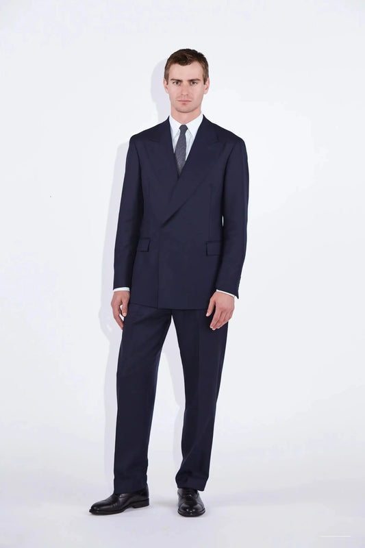 Apollo Navy Concealed Button Wool Suit