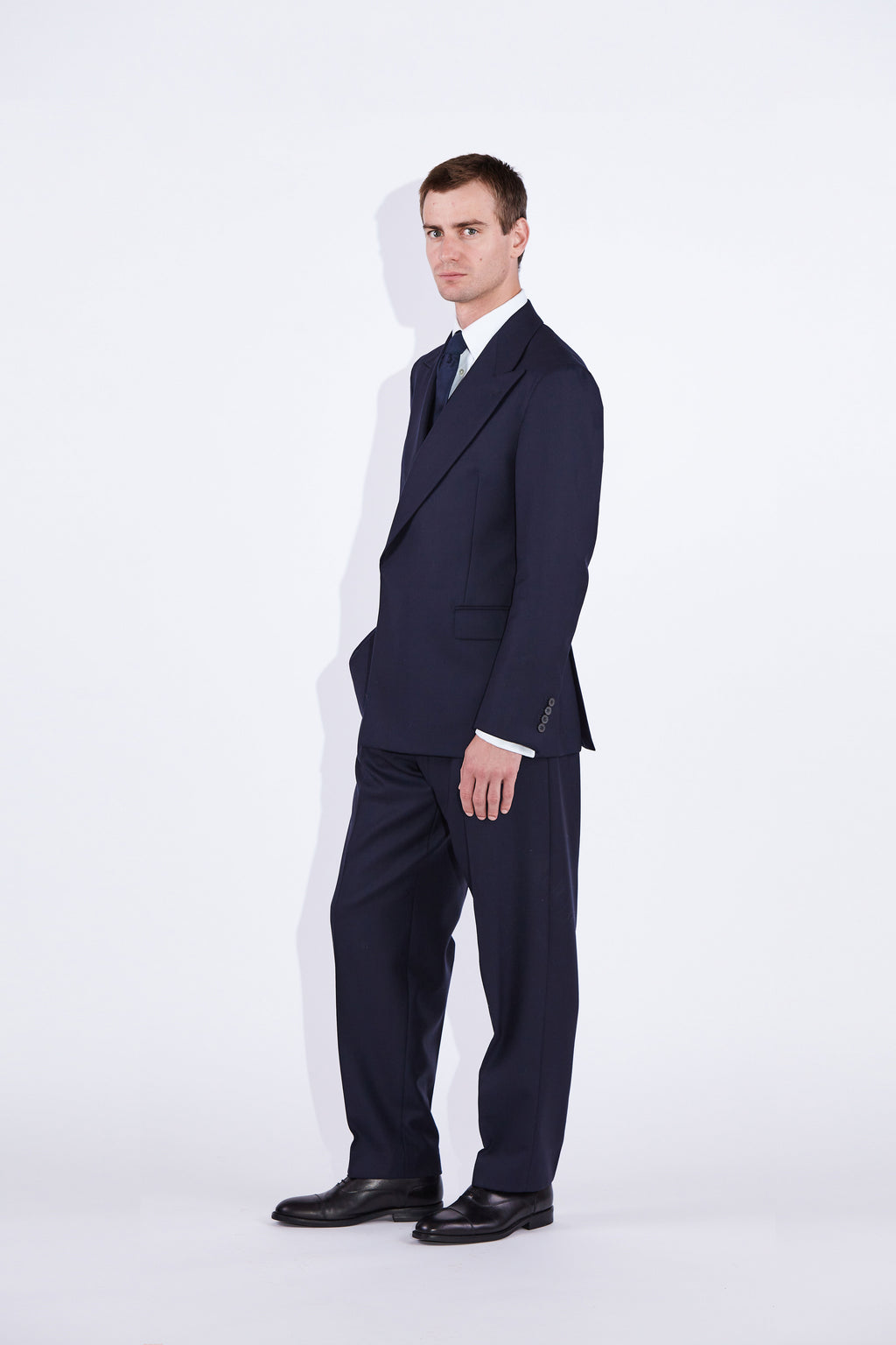 Apollo Navy Concealed Button Wool Suit