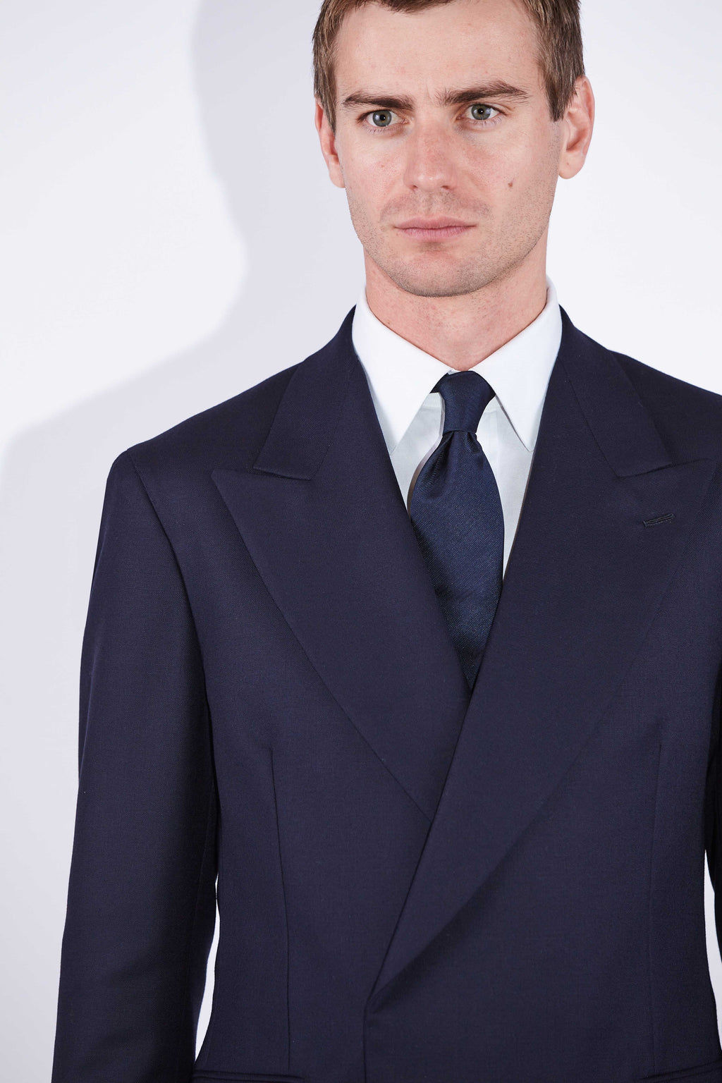 Apollo Navy Concealed Button Wool Suit