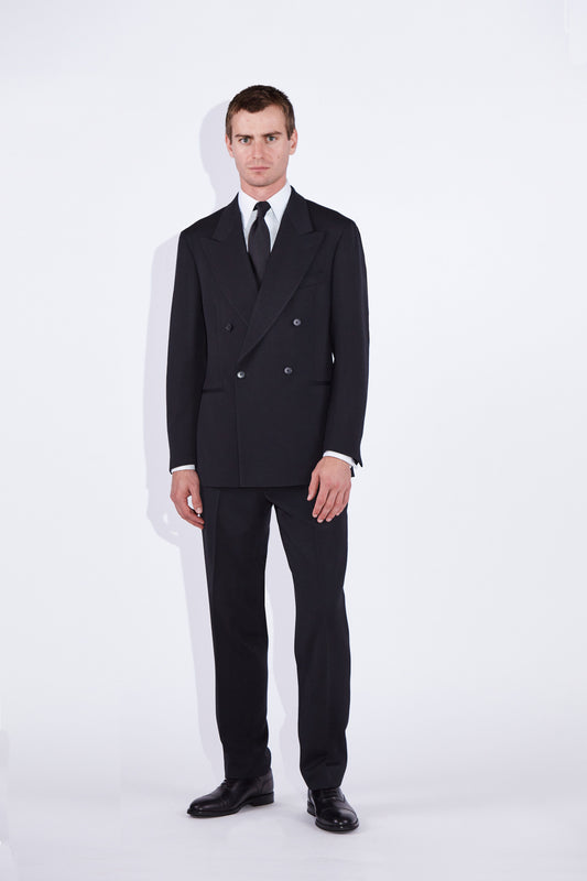 Yinka Black Double Breasted Two Piece Wool Suit