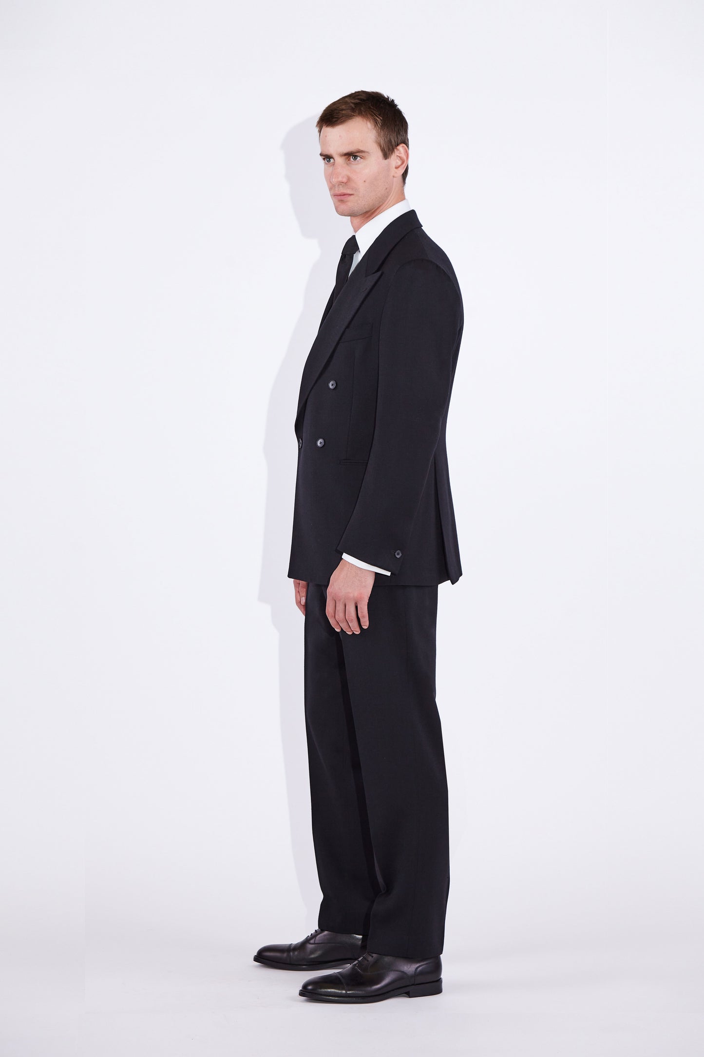 Yinka Black Double Breasted Two Piece Wool Suit