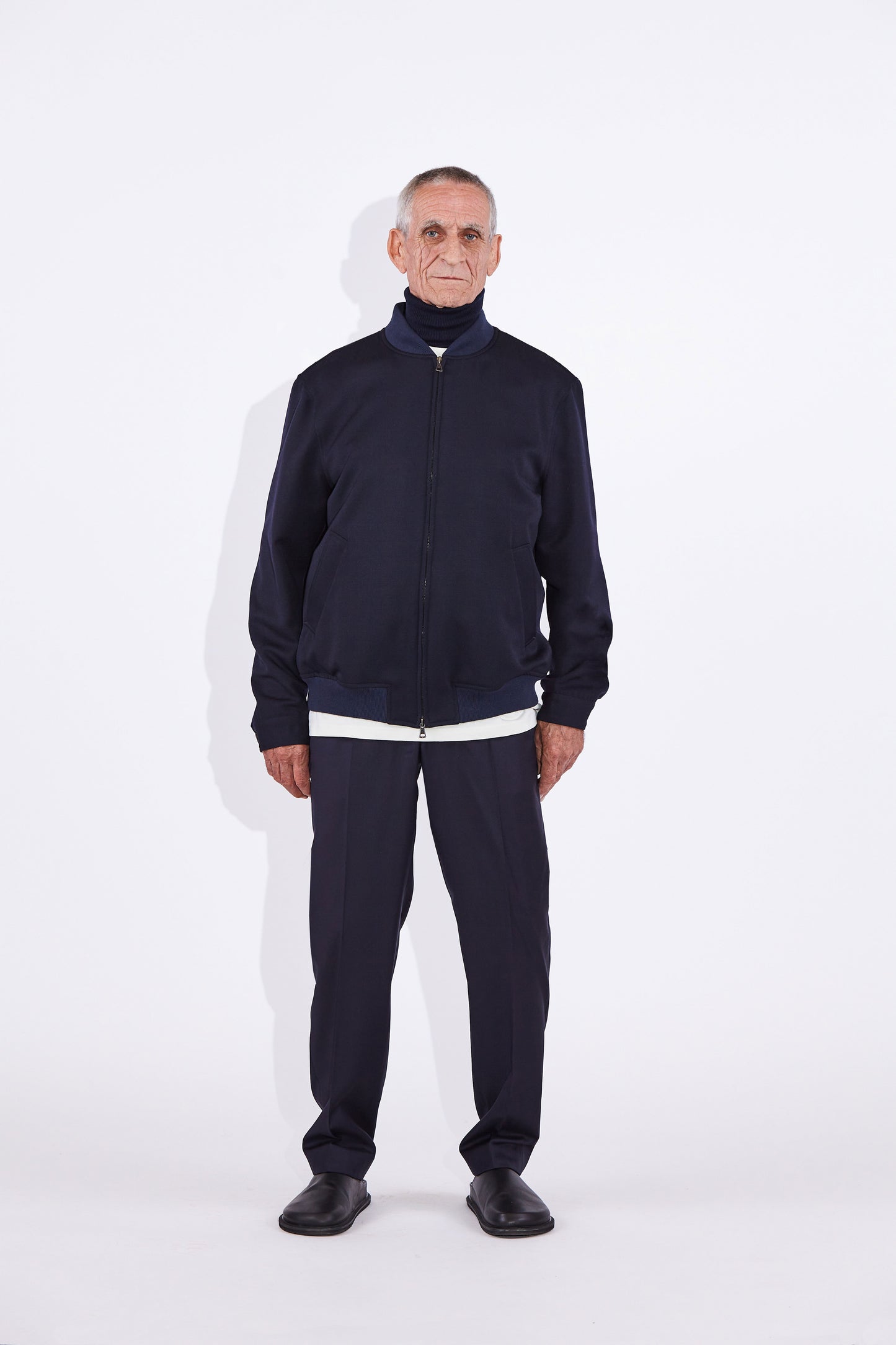 Andreas Navy Barathea Wool Bomber Jacket