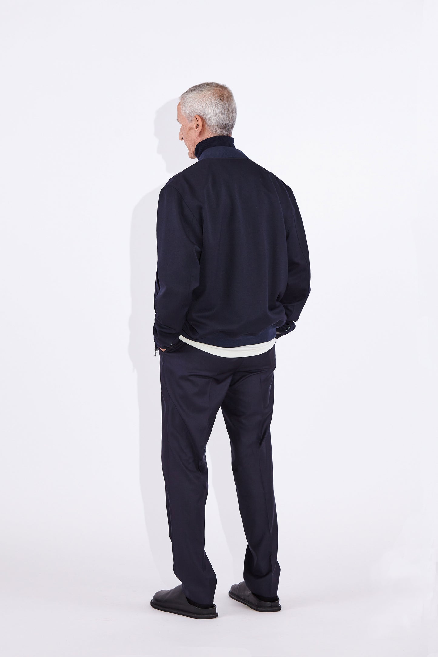 Andreas Navy Barathea Wool Bomber Jacket