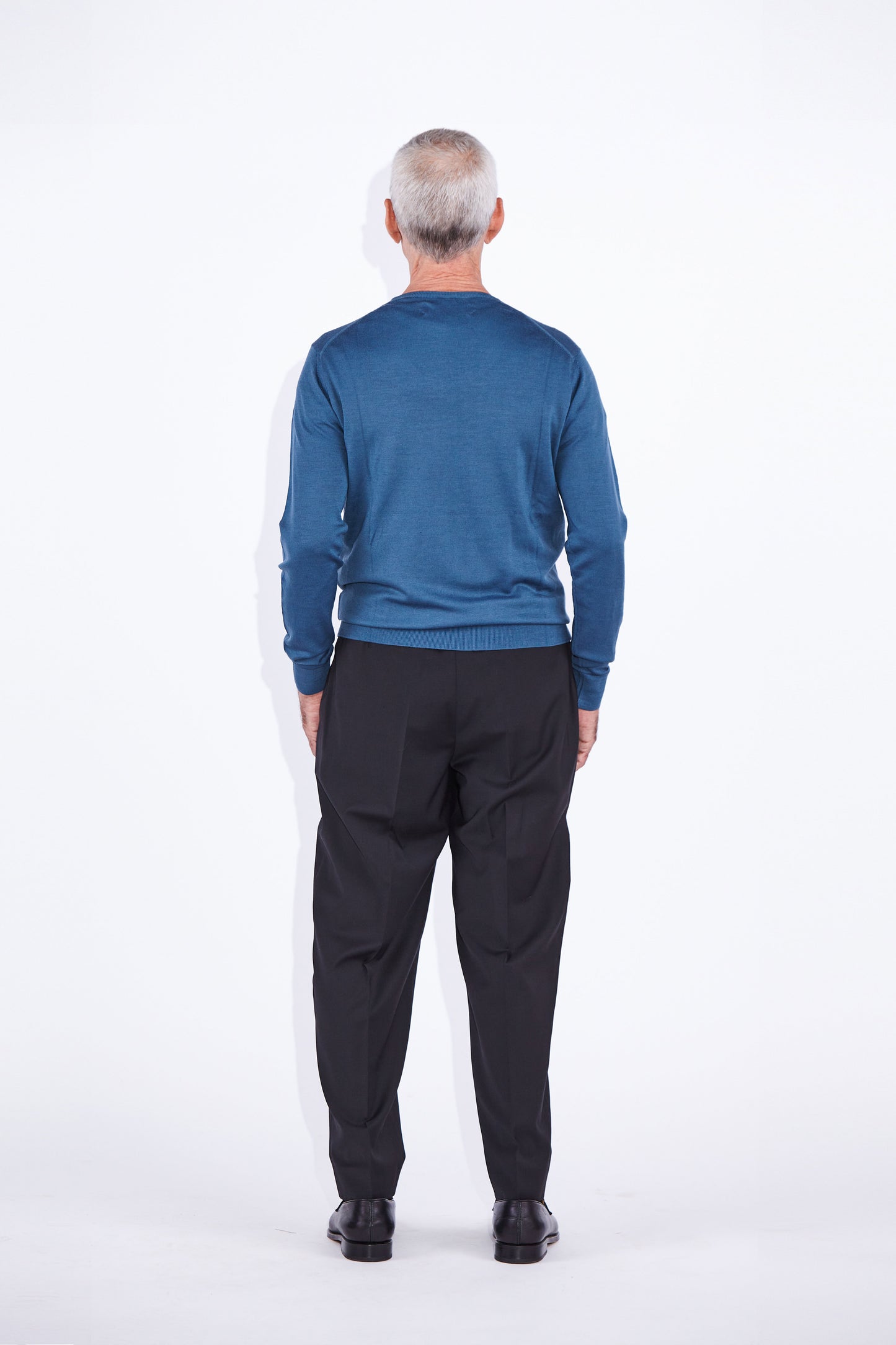 Augustin Petrol Blue Crew Neck Cotton Jumper