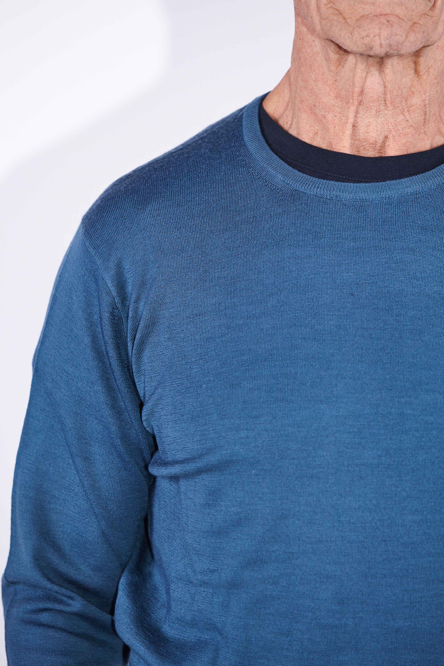 Augustin Petrol Blue Crew Neck Cotton Jumper