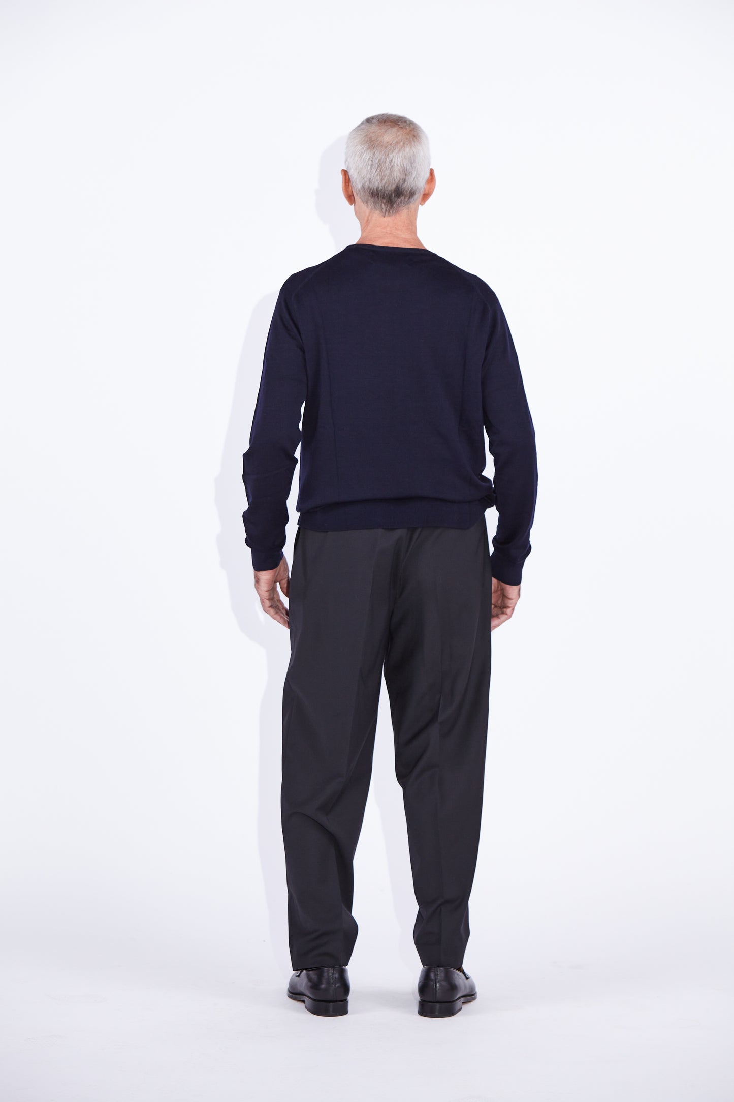 Augustin Navy Merino Wool Crew Neck Knit