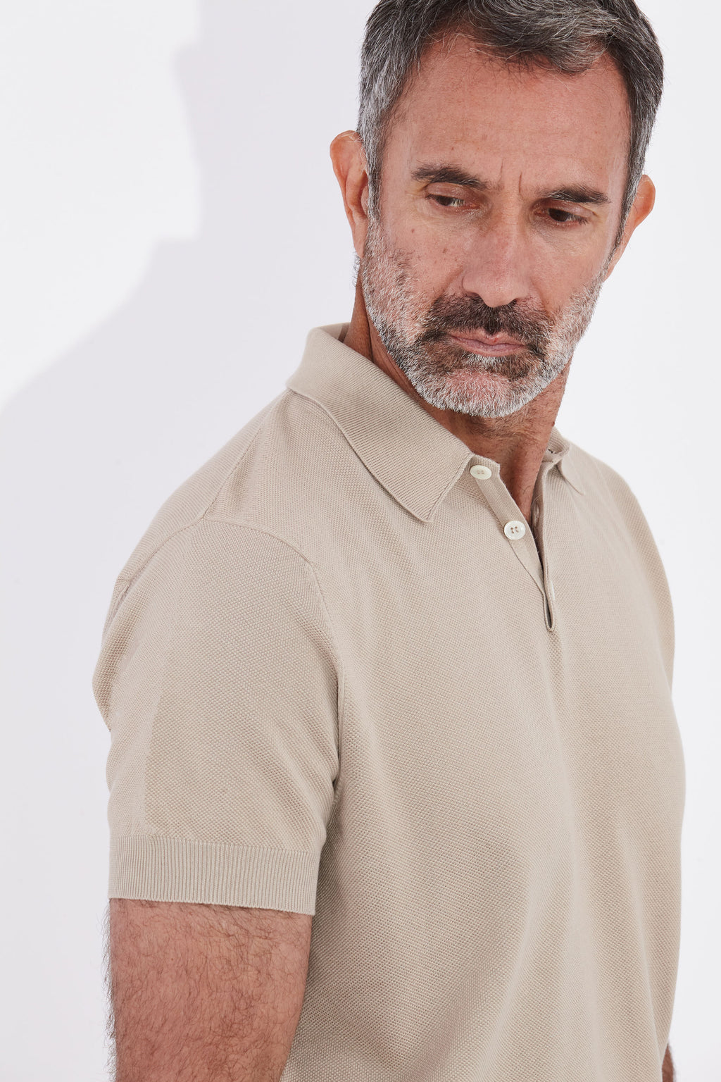 Casely-Hayford Kyle Sand Pique Polo Shirt.