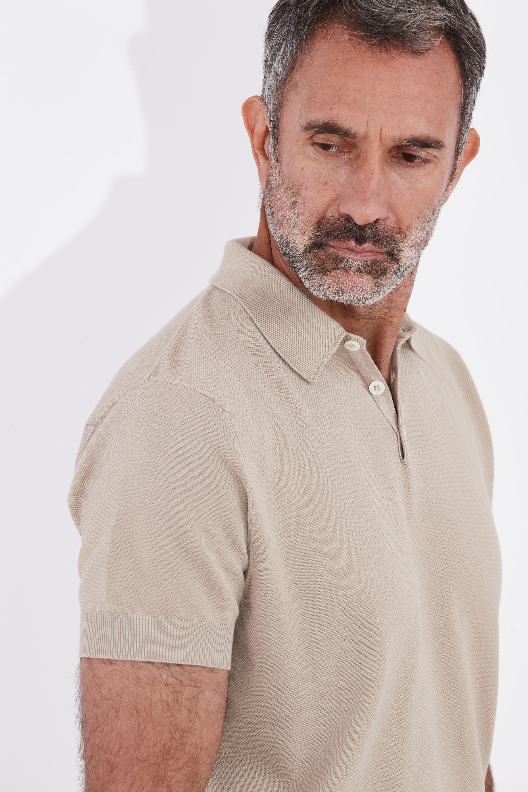 Casely-Hayford Kyle Sand Pique Polo Shirt.