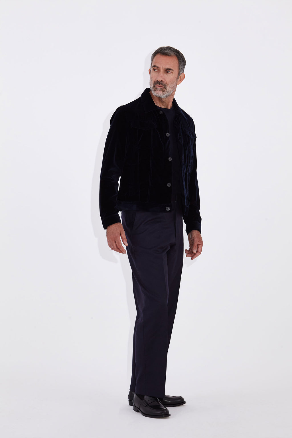 Axel Navy Velvet Trucker Jacket