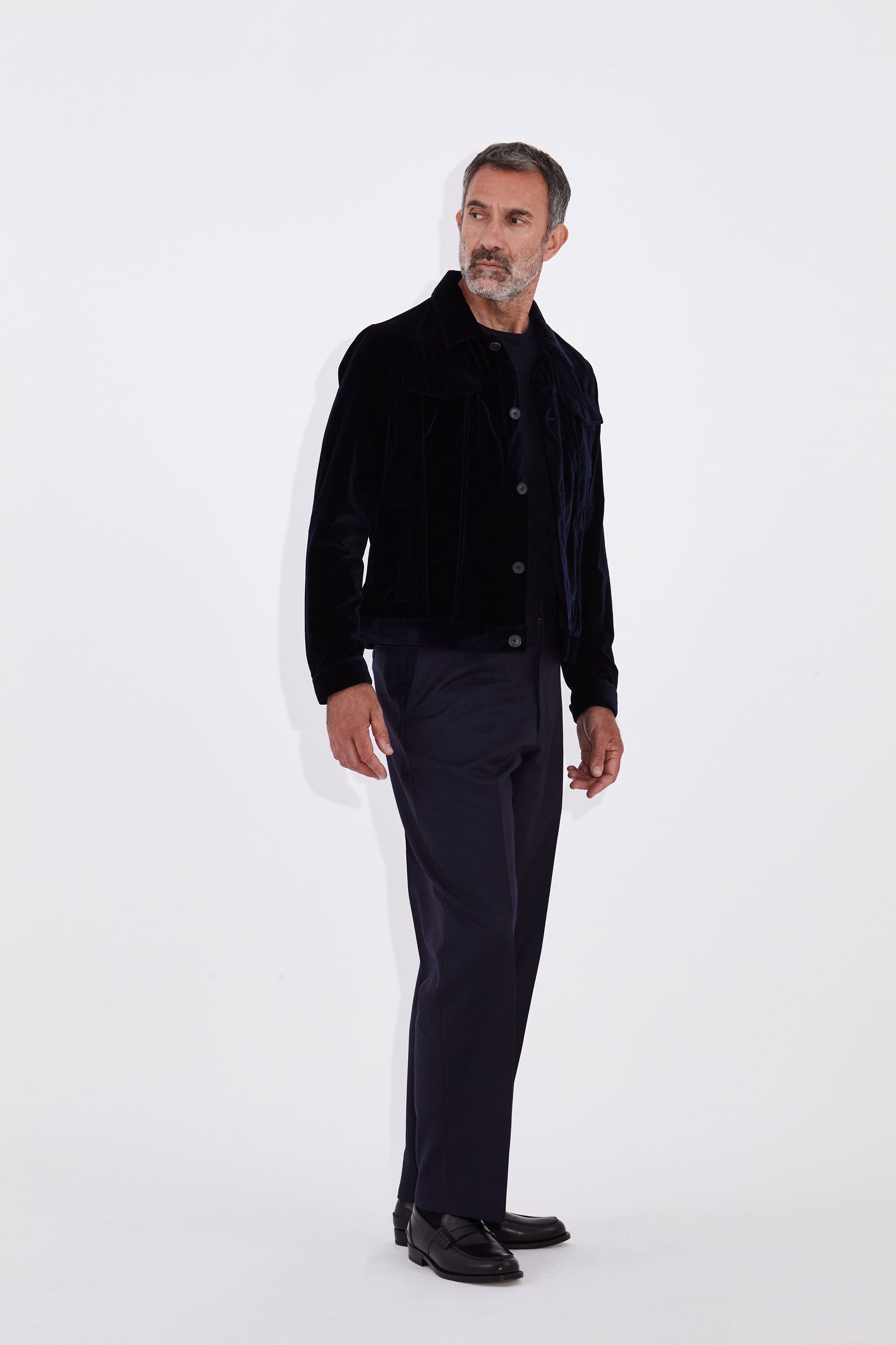 Axel Navy Velvet Trucker Jacket