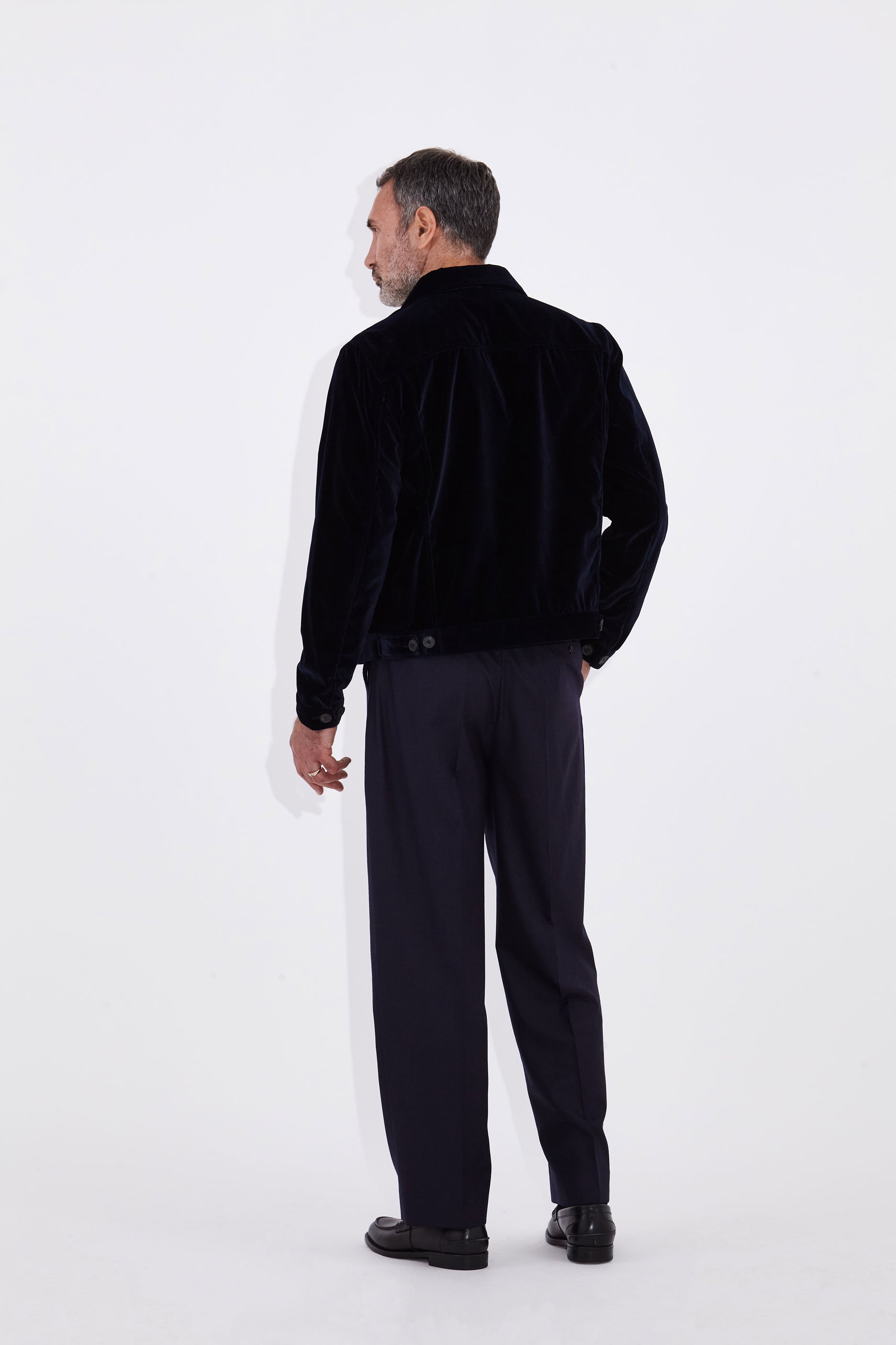 Axel Navy Velvet Trucker Jacket