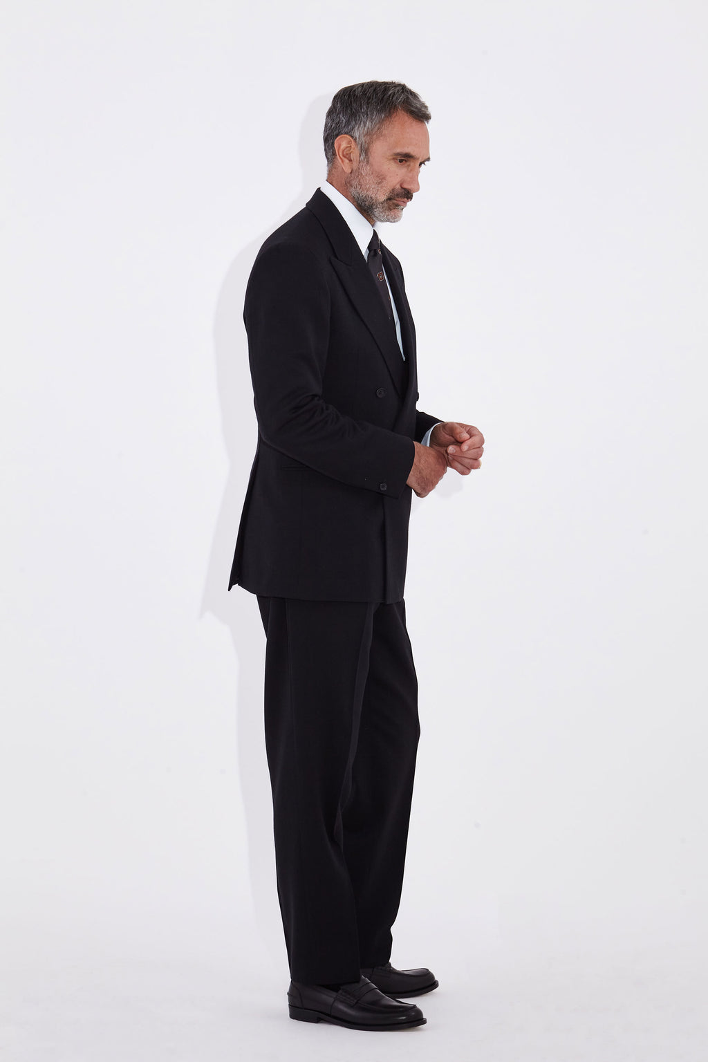 Yinka Black Double Breasted Two Piece Wool Suit