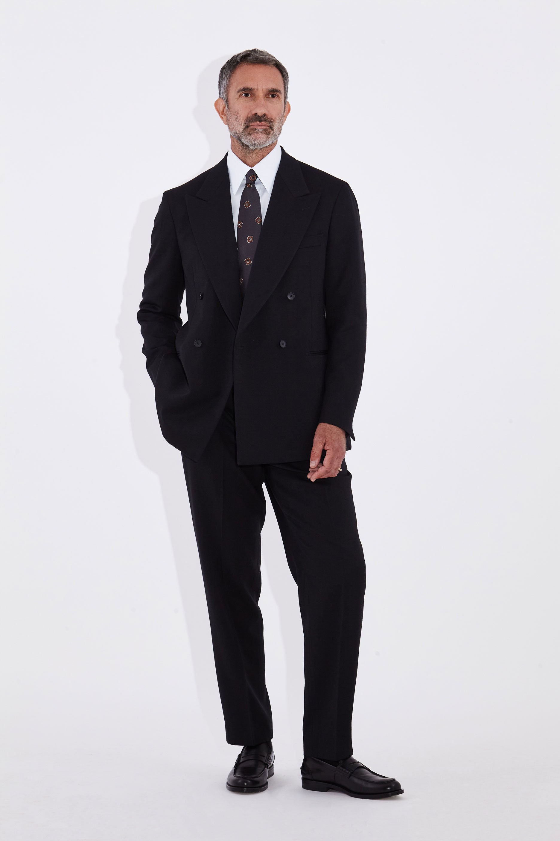 Yinka Black Double Breasted Two Piece Wool Suit