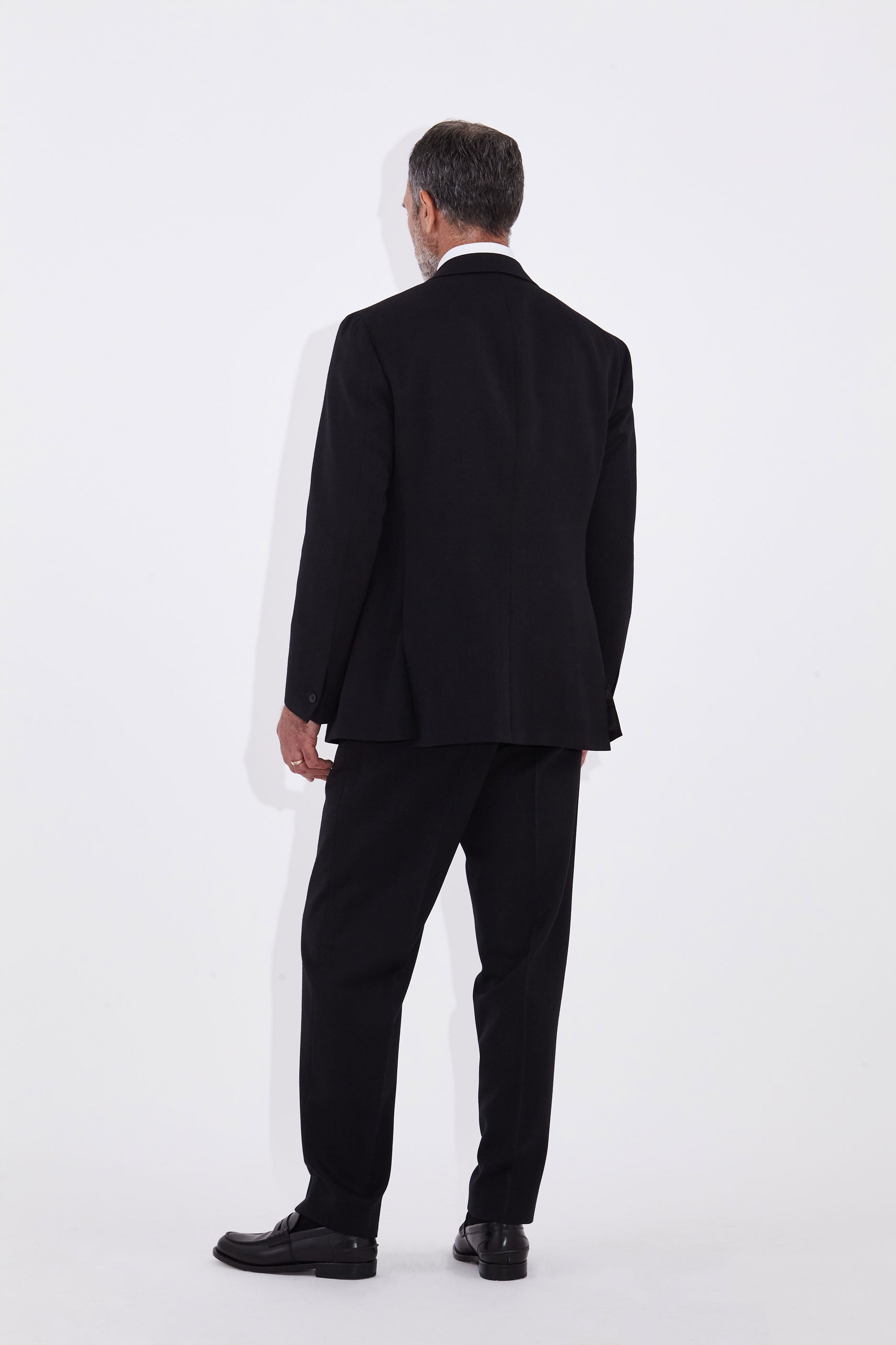 Yinka Black Double Breasted Two Piece Wool Suit