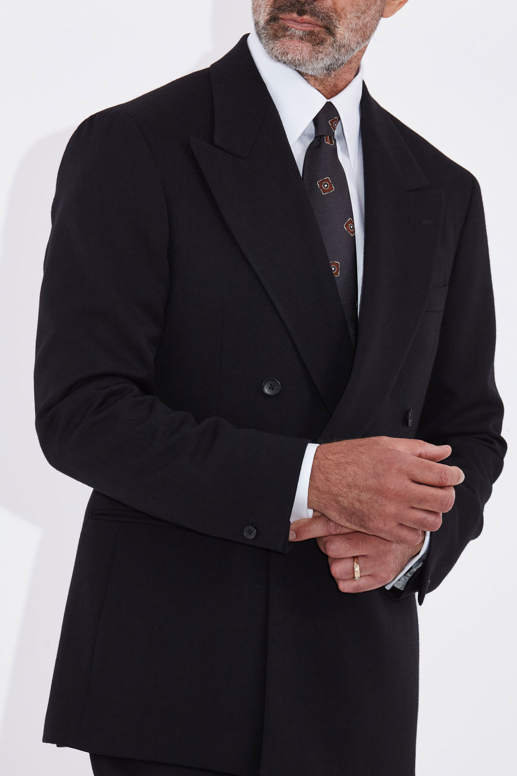 Yinka Black Double Breasted Two Piece Wool Suit