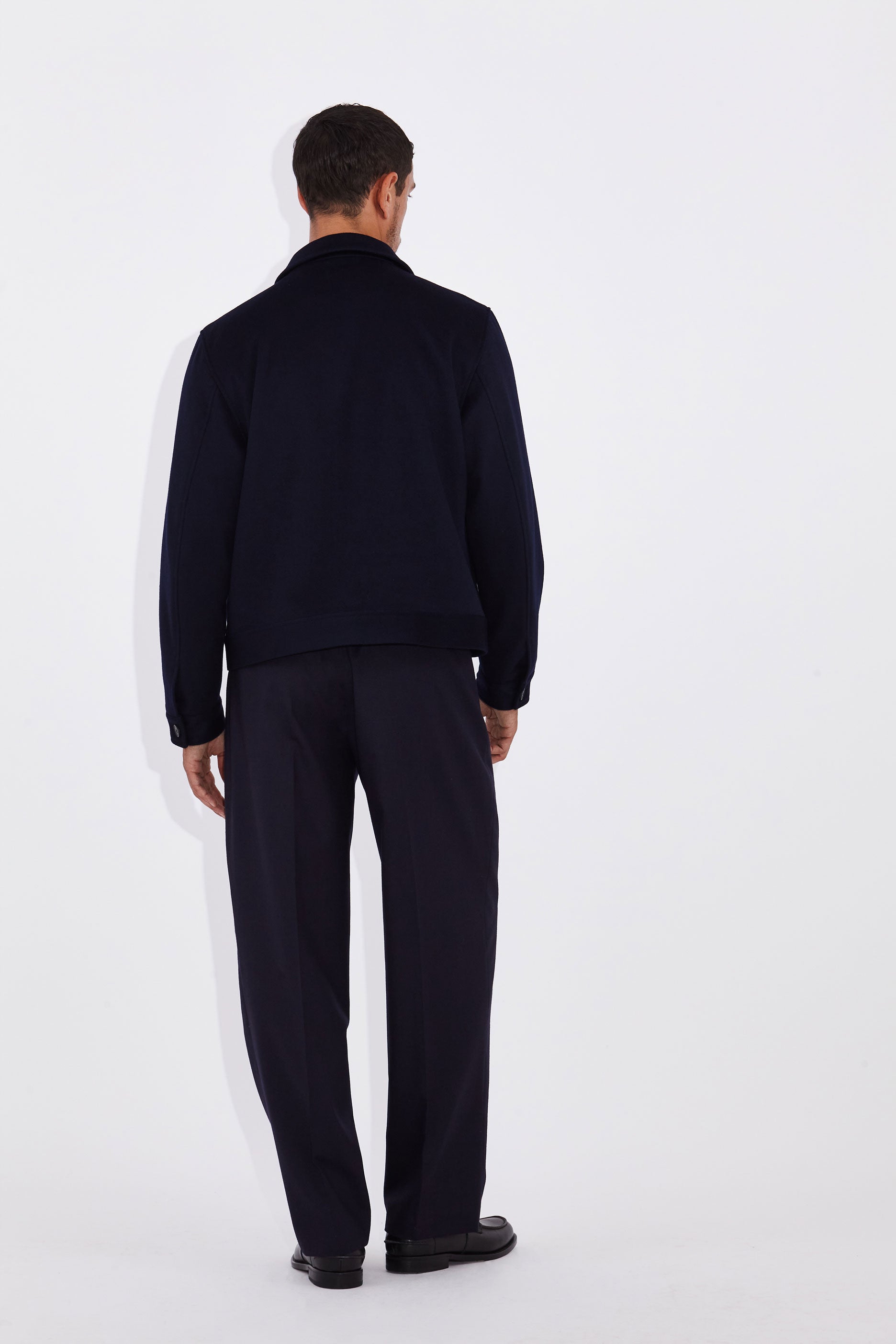 Sebastian Navy Loro Piana Cropped Patch Pocket Jacket