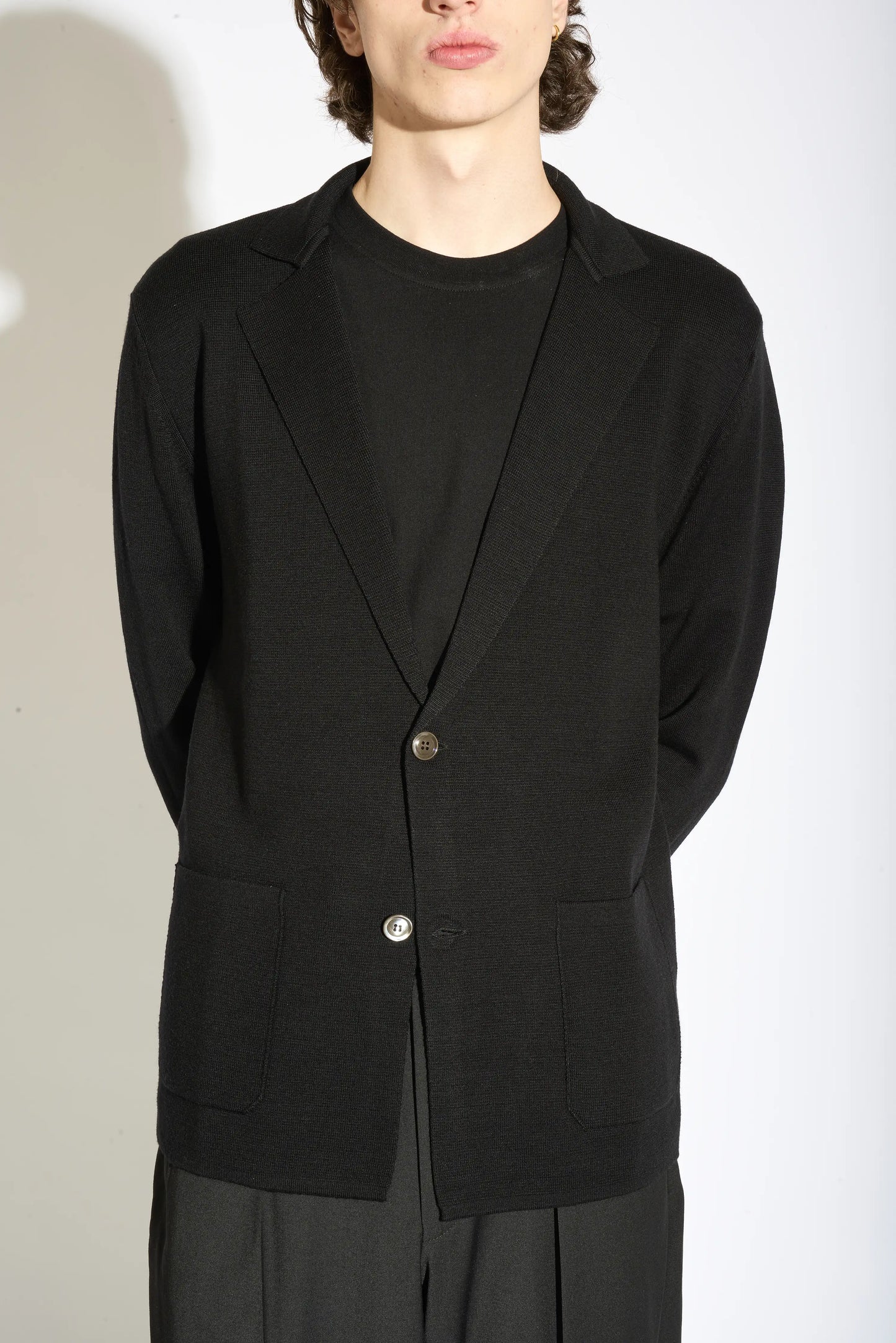 Cole Black Notch Lapel Knitted Blazer