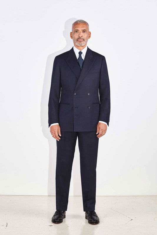 Isaac Navy Double-Breasted Two Piece Wool Suit