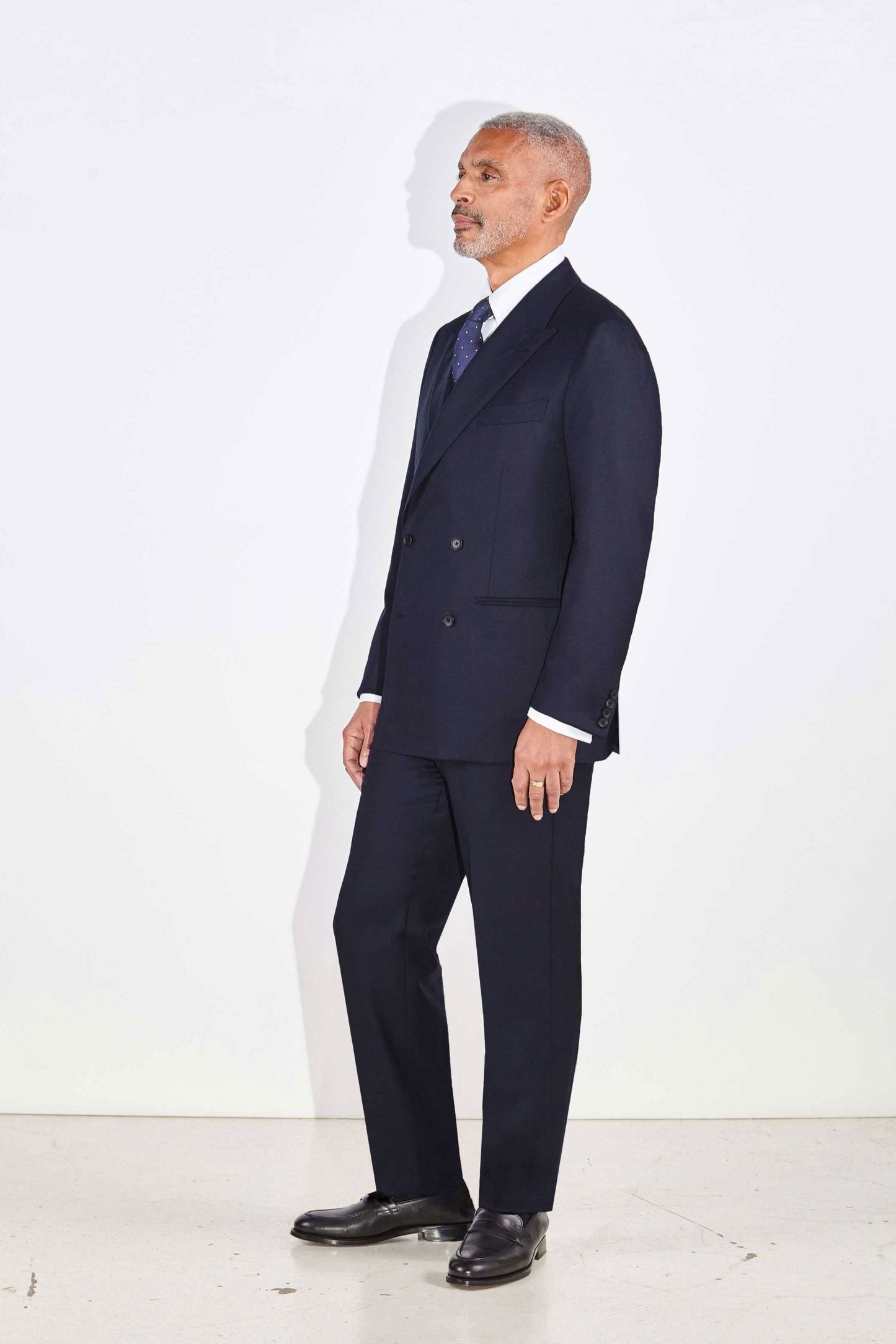 Isaac Navy Double-Breasted Two Piece Wool Suit