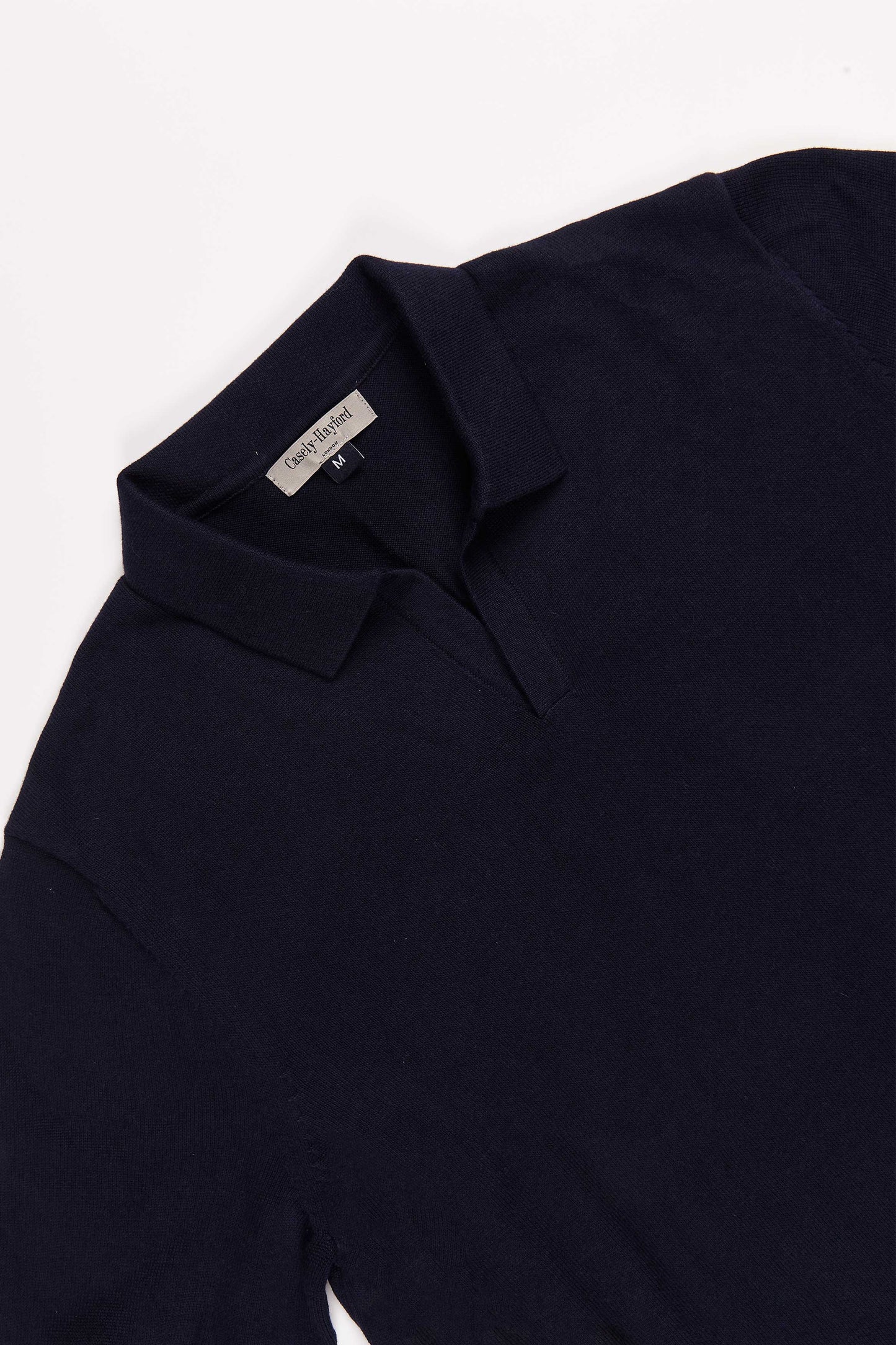 Caleb Open Placket Knitted Polo Shirt, Navy