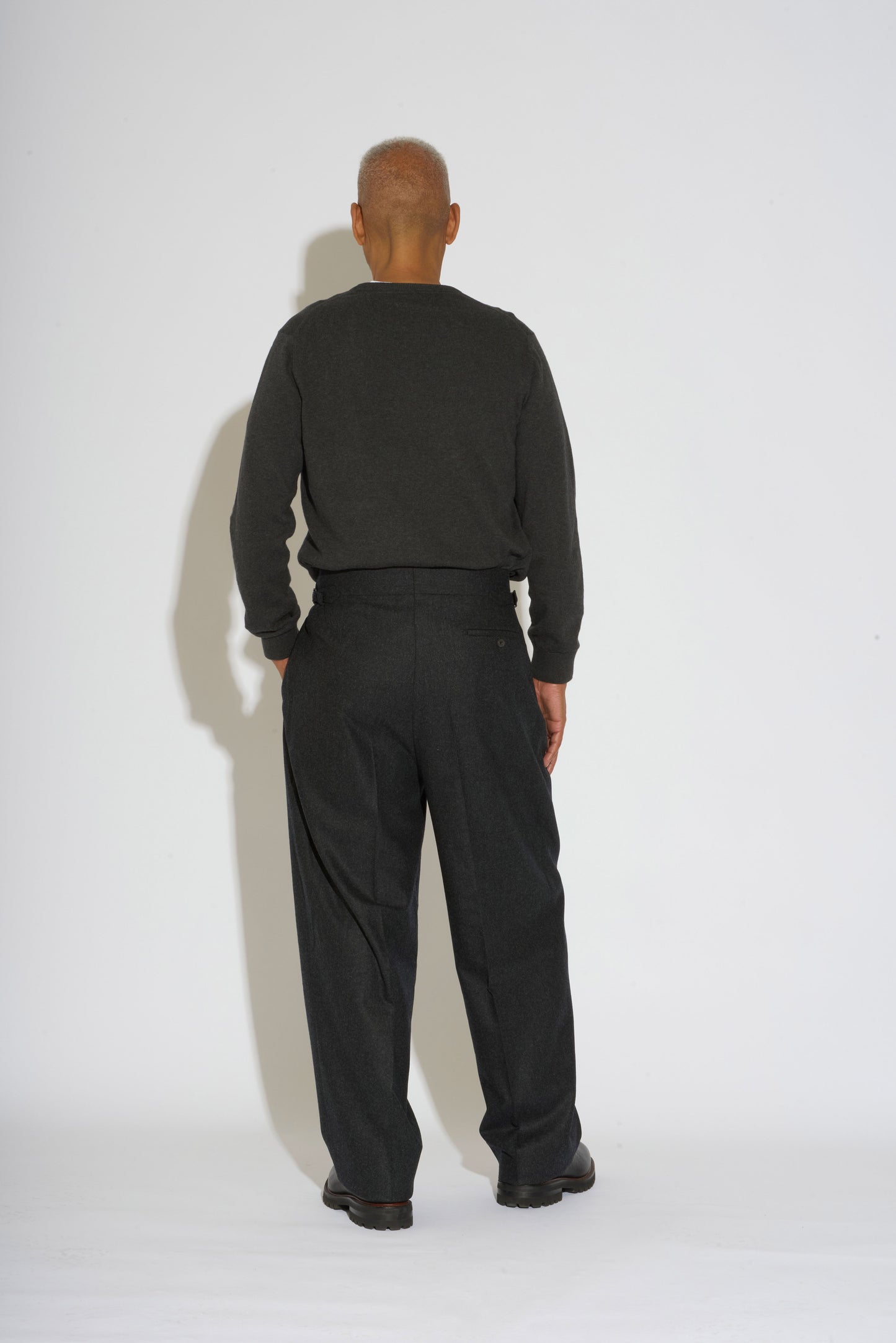 Hannes Charcoal Wide Legged Wool Trousers