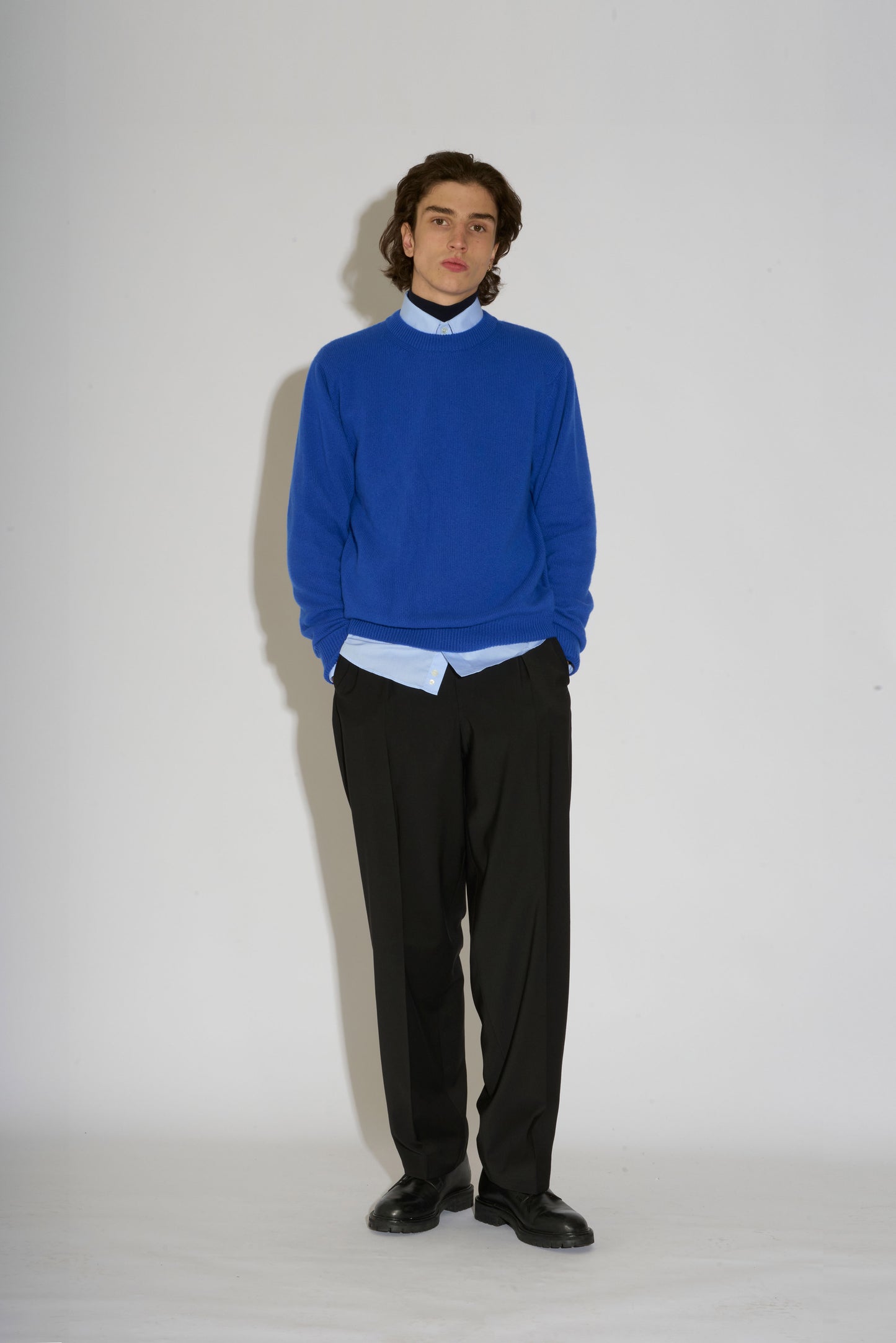 Hannes Black Wide Legged Wool Trousers