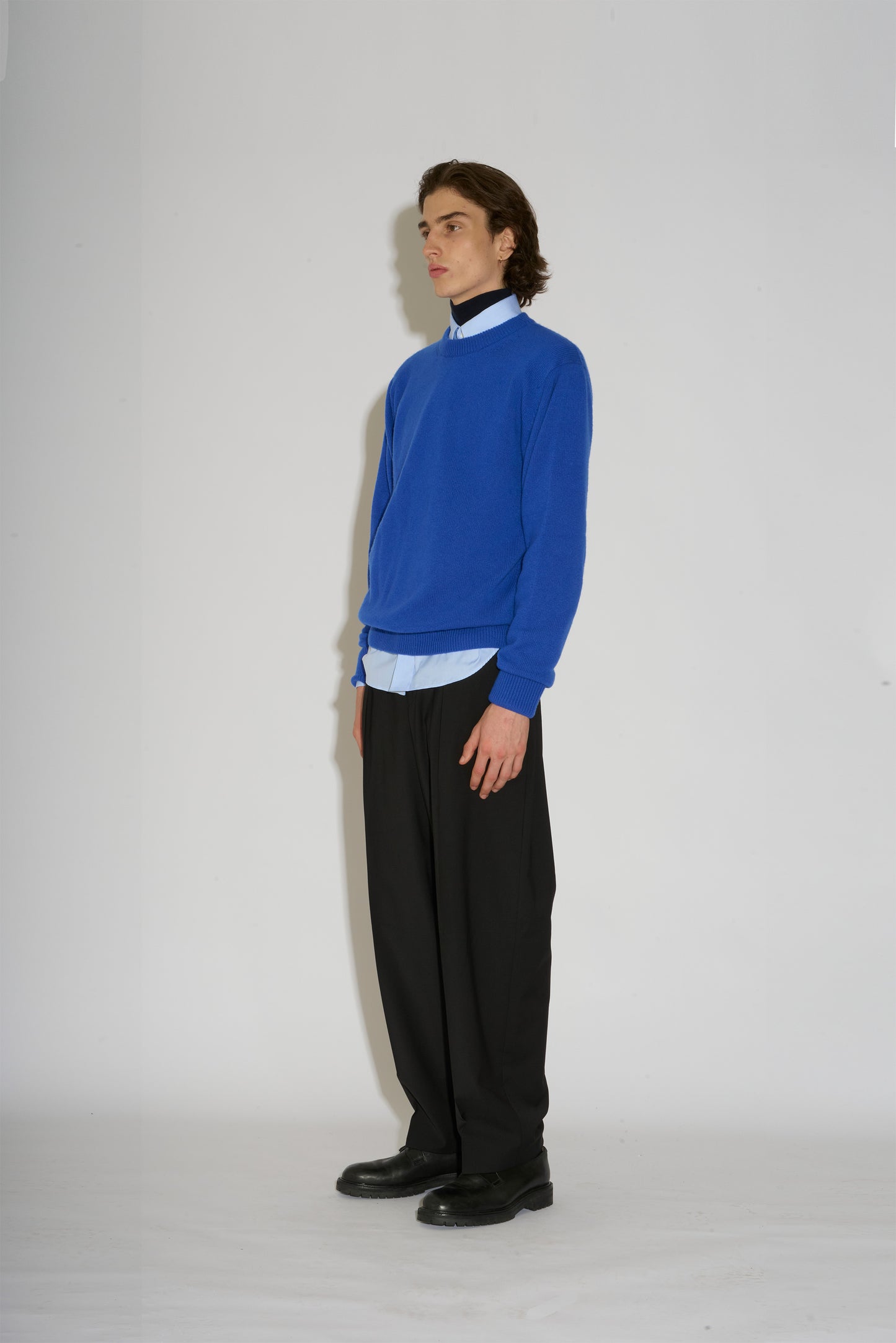 Hannes Black Wide Legged Wool Trousers