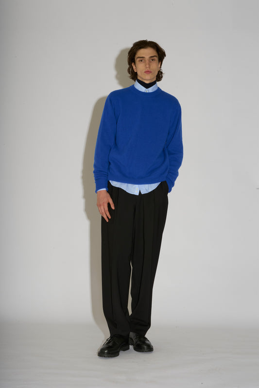 Hannes Black Wide Legged Wool Trousers