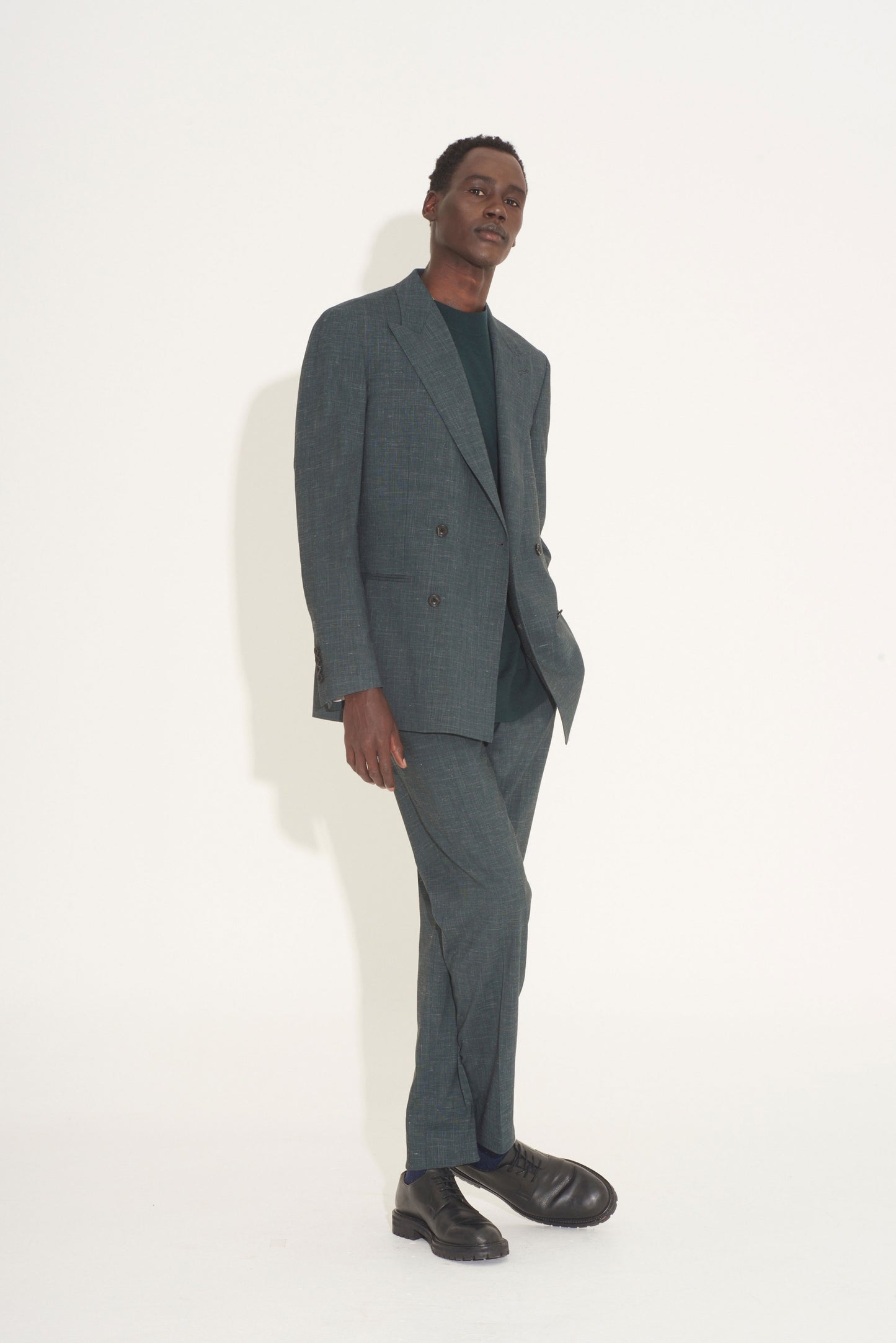 Isaac Green Double-Breasted Two Piece Wool/Linen Suit