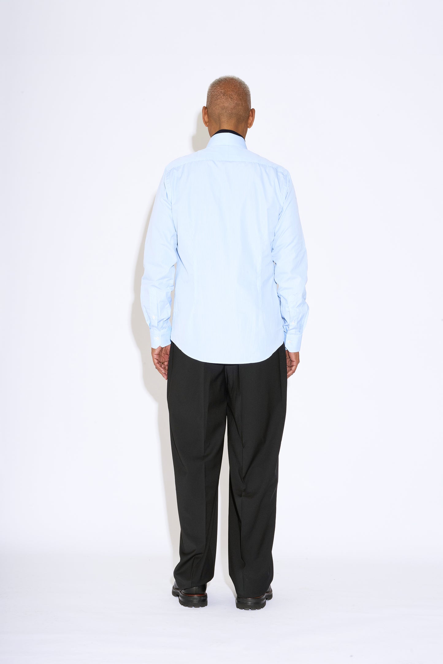 Duval Blue Stripe Long Point Collar Cotton Shirt