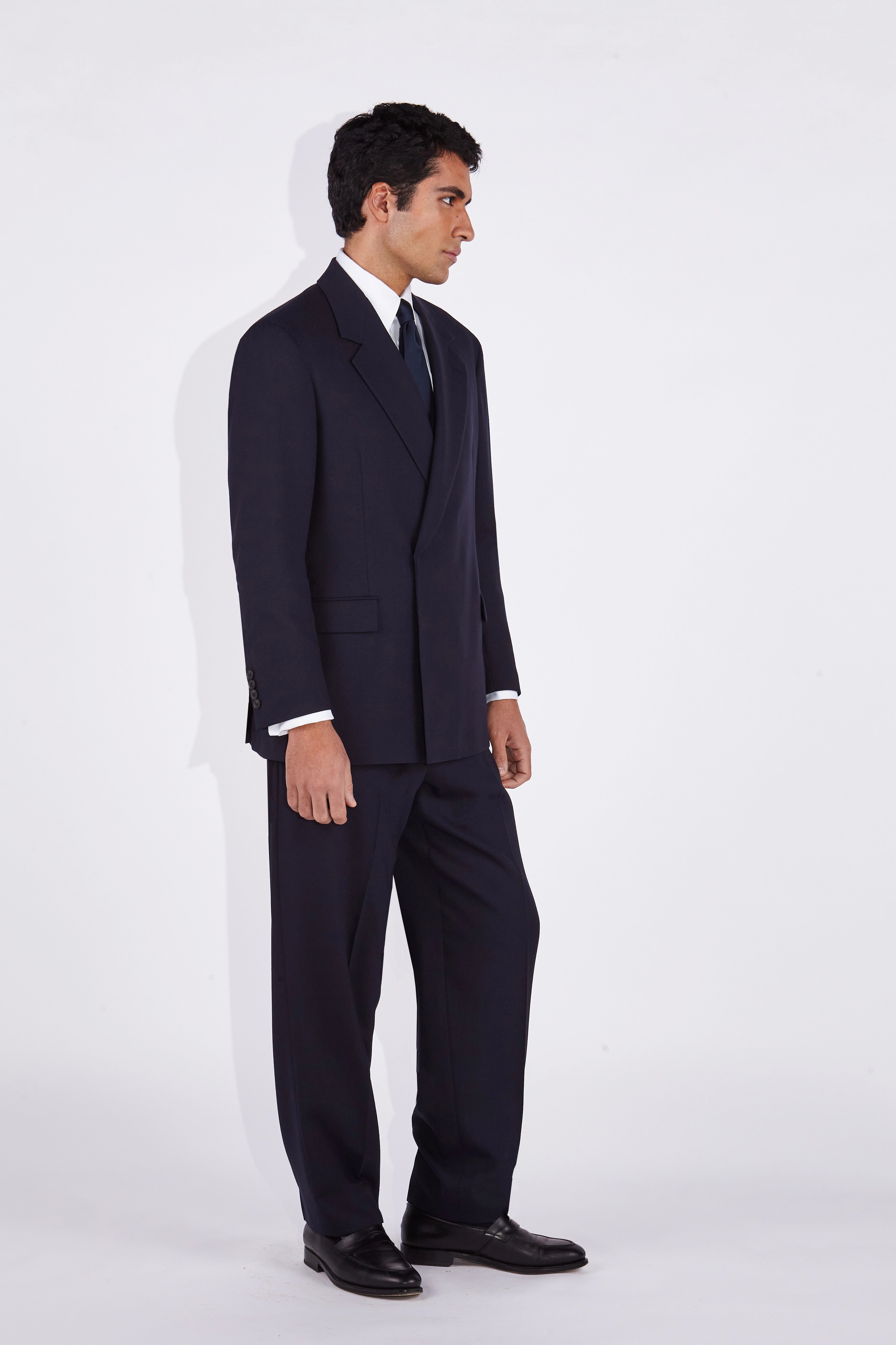 Ofili Navy Crepe Concealed Button Suit